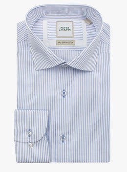 Milan Fine Stripe Twill Sky Blue Shirt