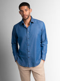 Piero Washed Denim Blue Slim Fit Shirt