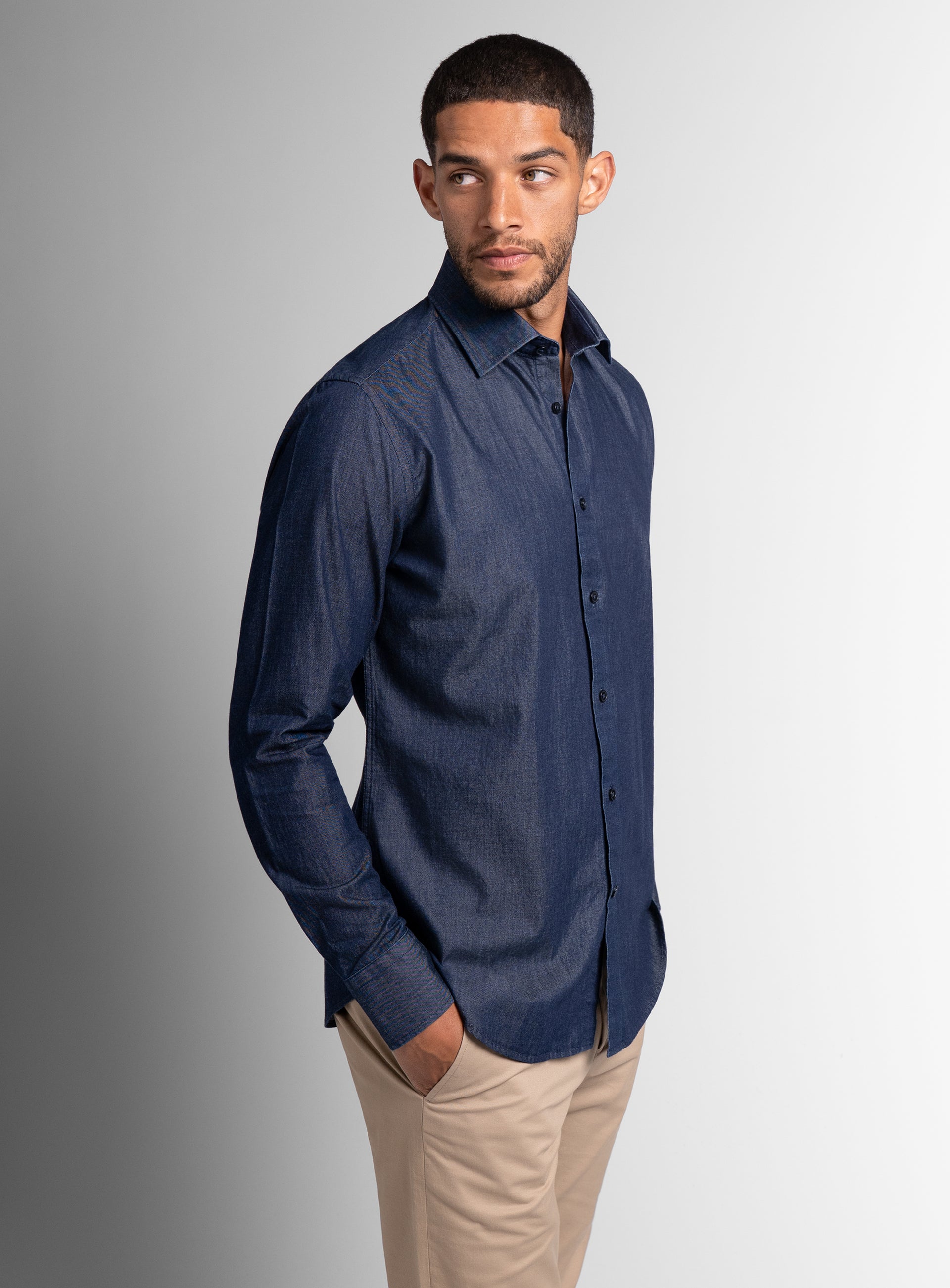 The Piero Denim Indigo Blue Slim Fit Shirt