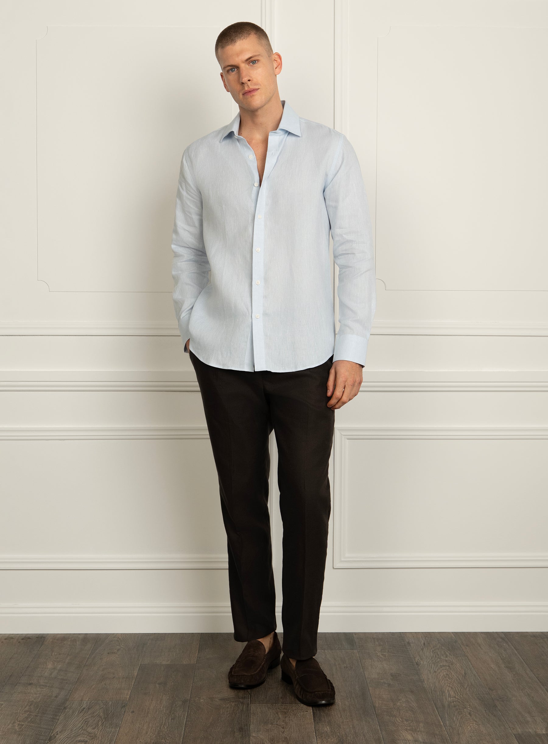 Amalfi Dobby Sky Blue Linen Shirt