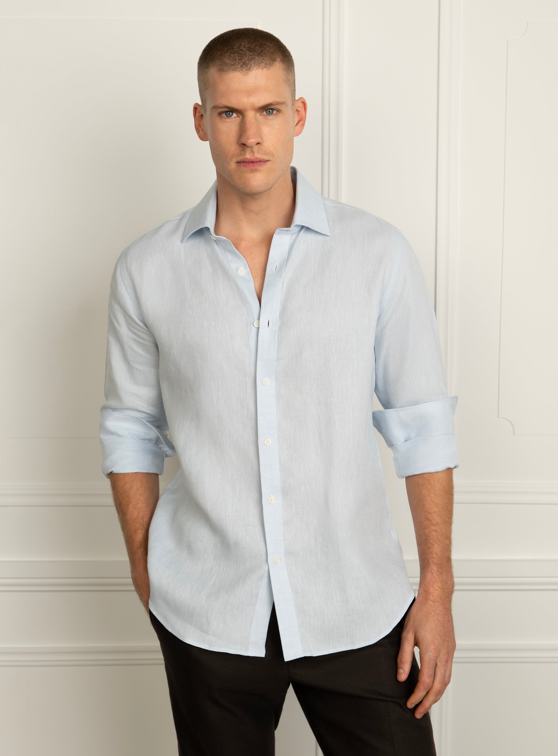 Amalfi Dobby Sky Blue Linen Shirt
