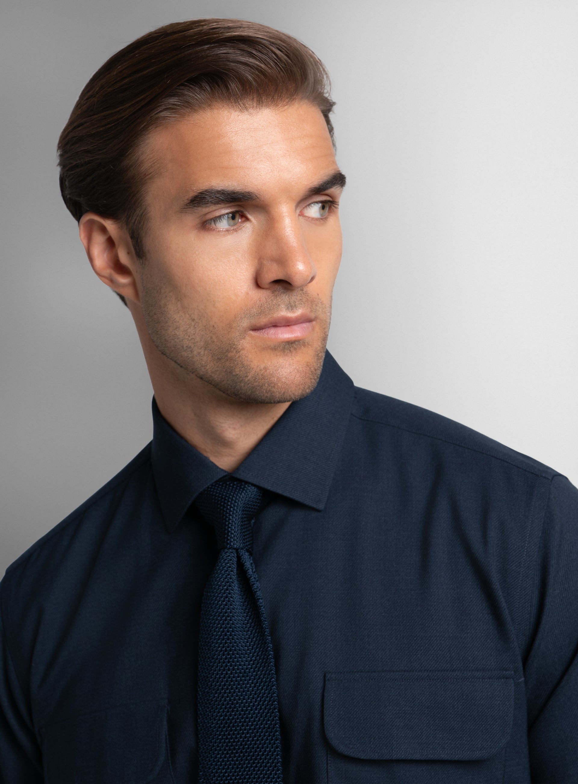 Piero Wool Twill Navy Shirt