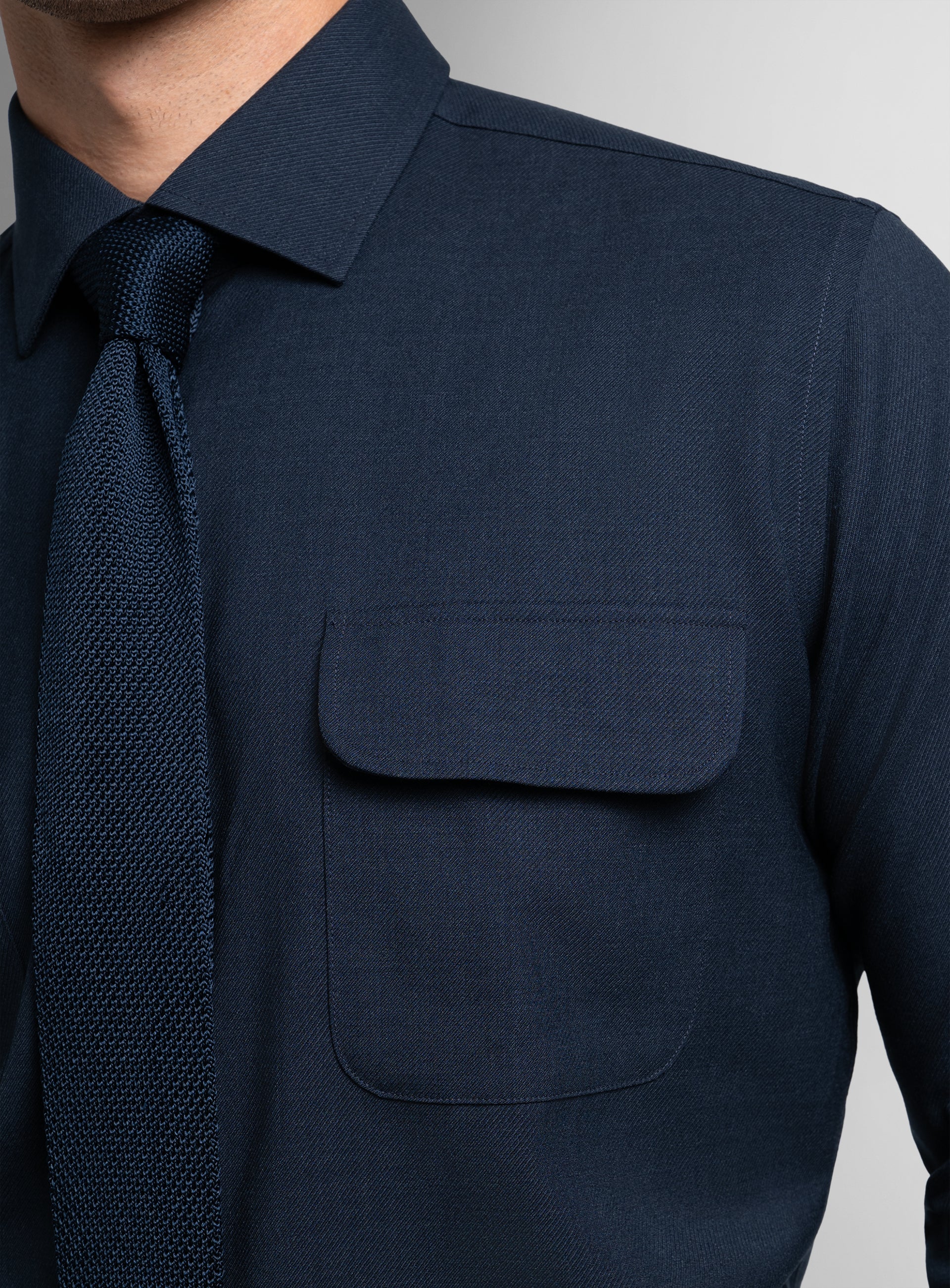 Piero Wool Twill Navy Shirt