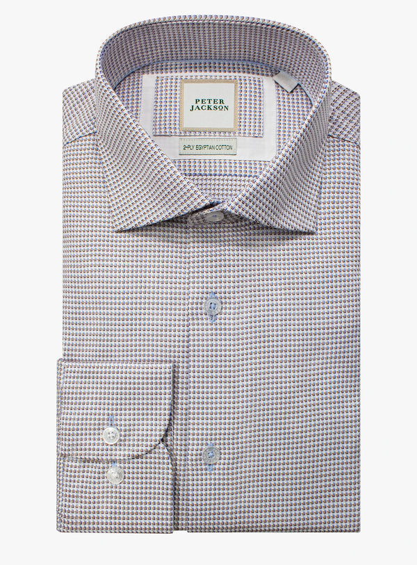 Gray checkered dress shirt with Peter Jackson label on a white background