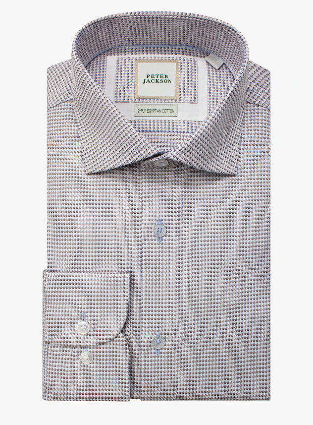 Gray checkered dress shirt with Peter Jackson label on a white background