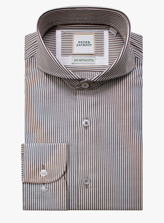 Striped shirt with a Peter Jackson label on a white background