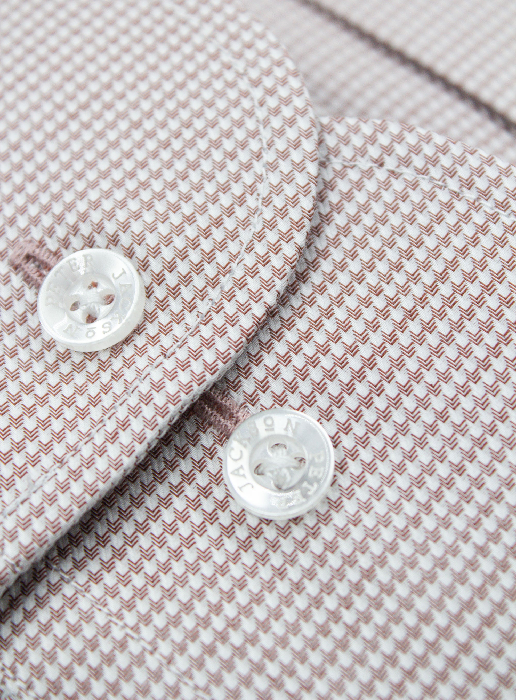 Close-up of the cuffs on the Milan Brown Puppytooth Shirt
