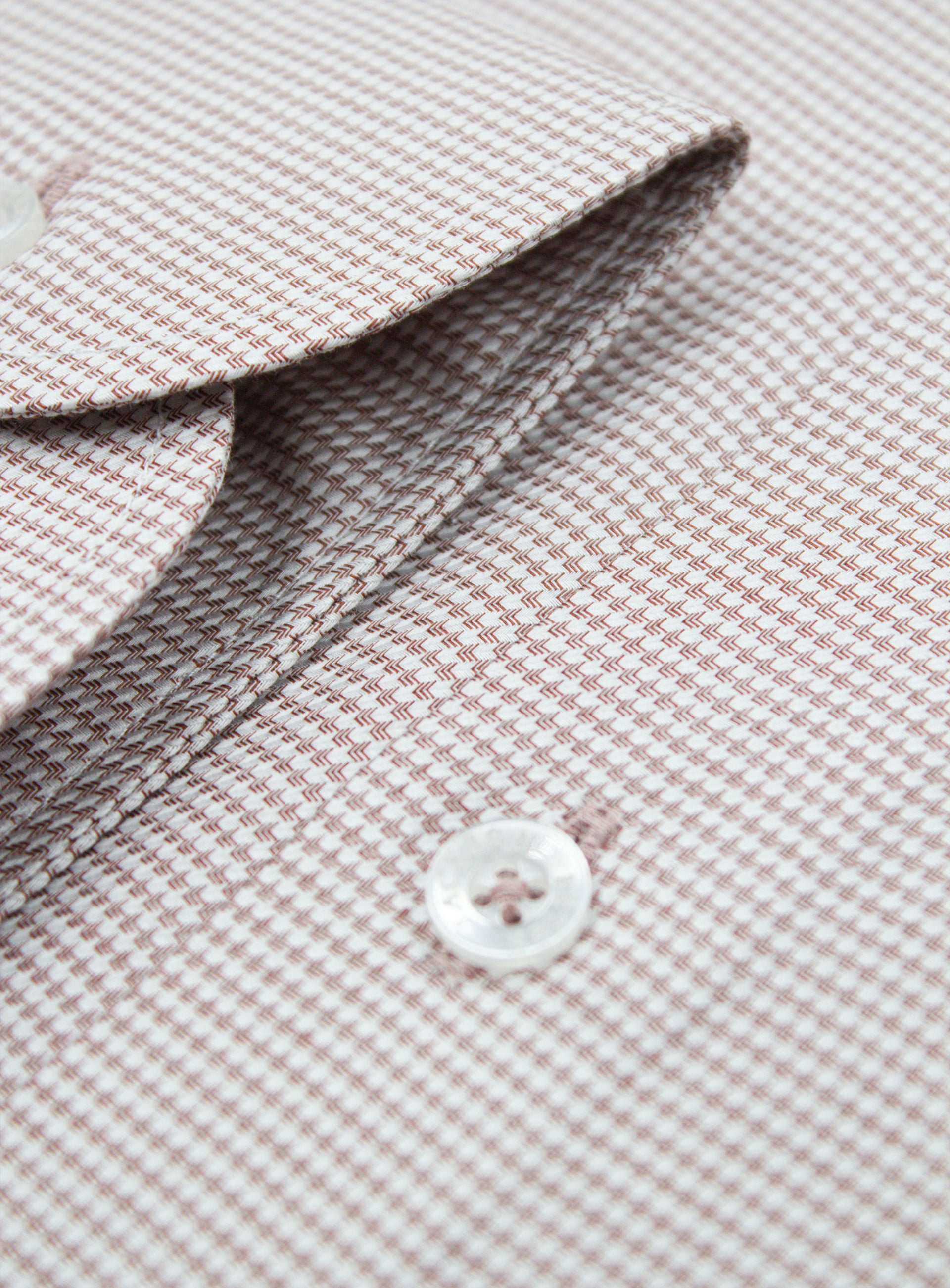 Close-up of the Milan Brown Puppytooth Shirt