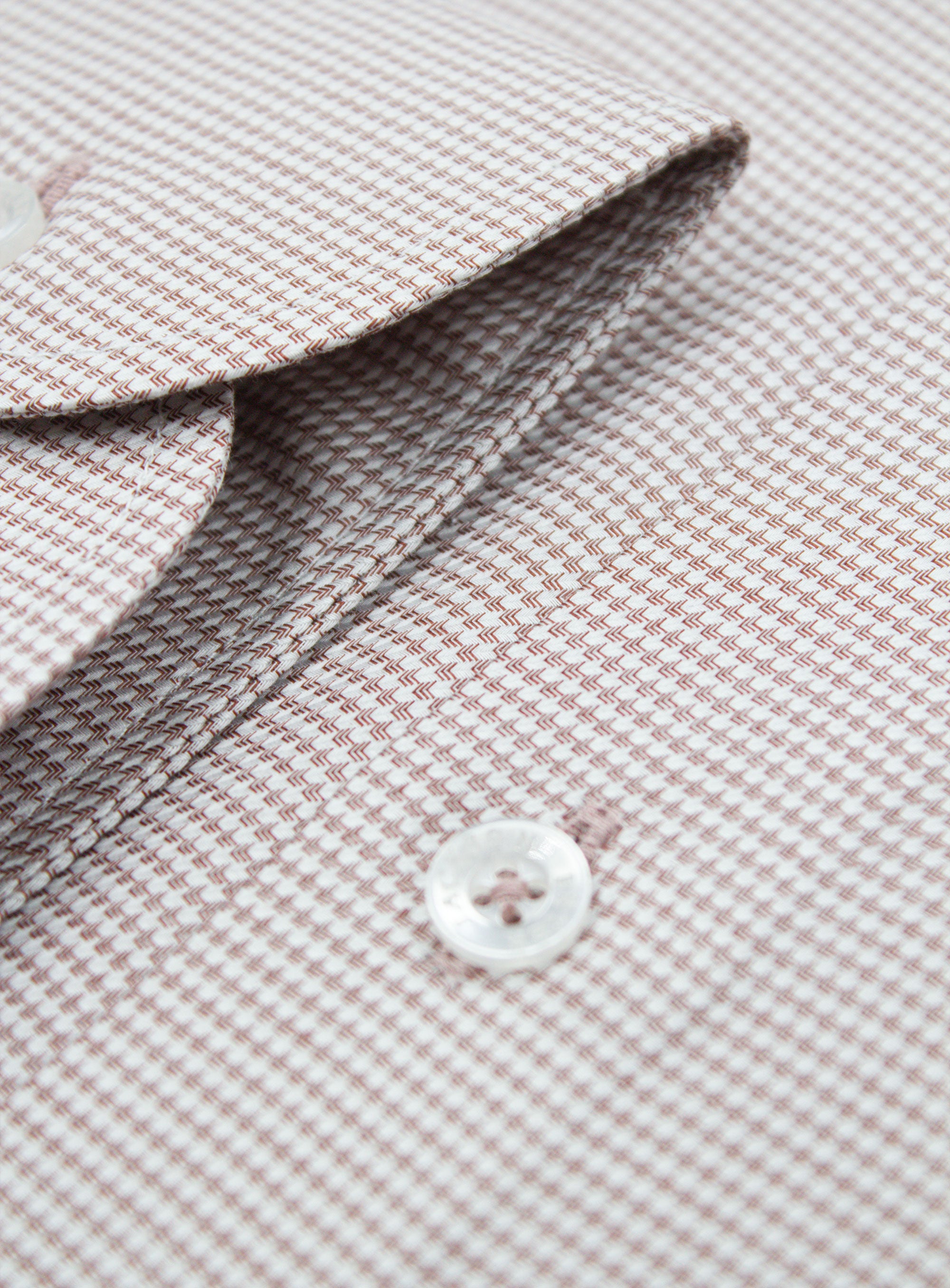 Close-up of the Milan Brown Puppytooth Shirt
