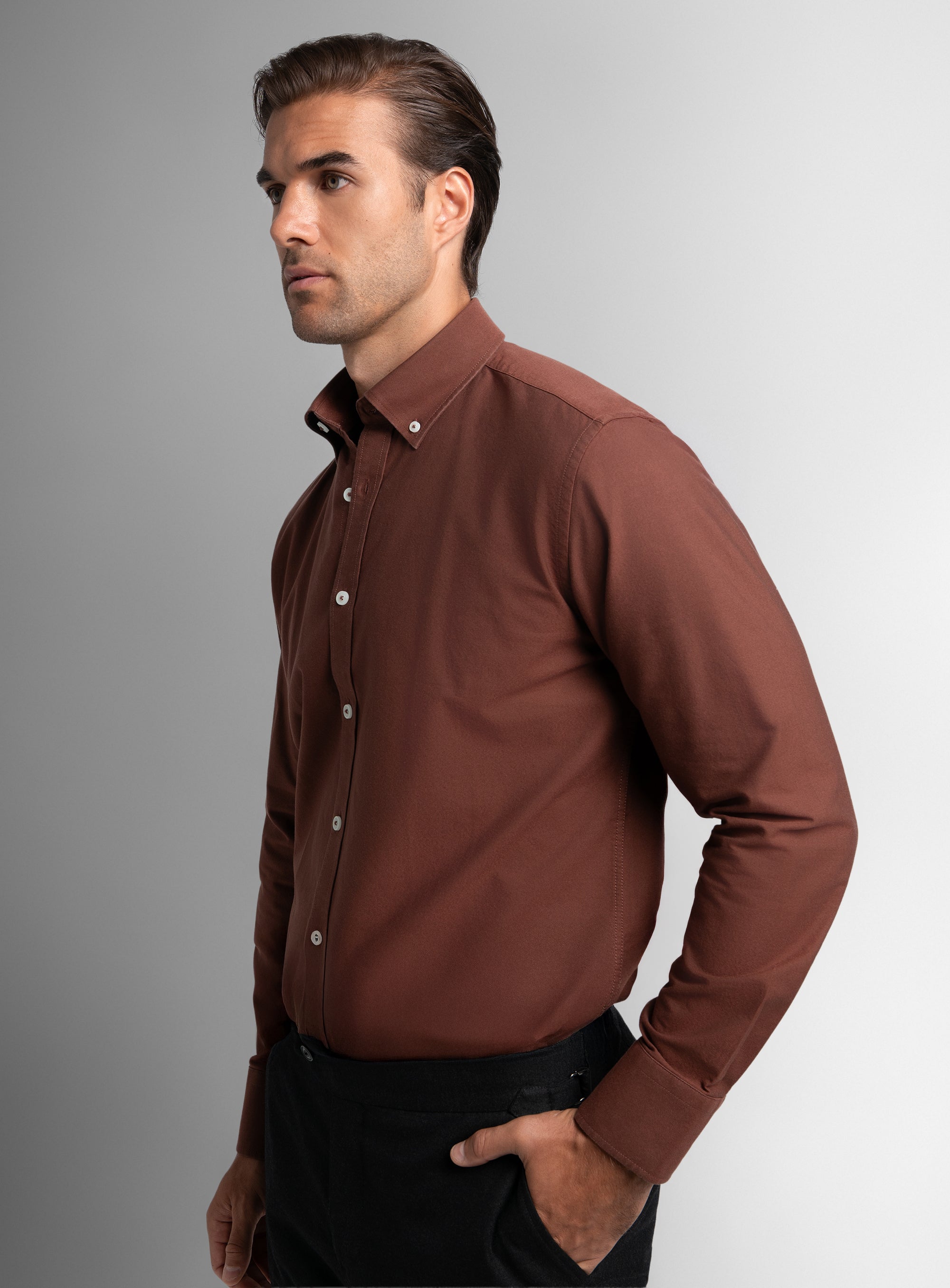 The side of the Paolo Oxford Slim Fit Siena Shirt