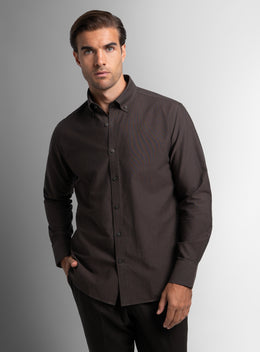 Paolo Oxford Slim Fit Brown Shirt