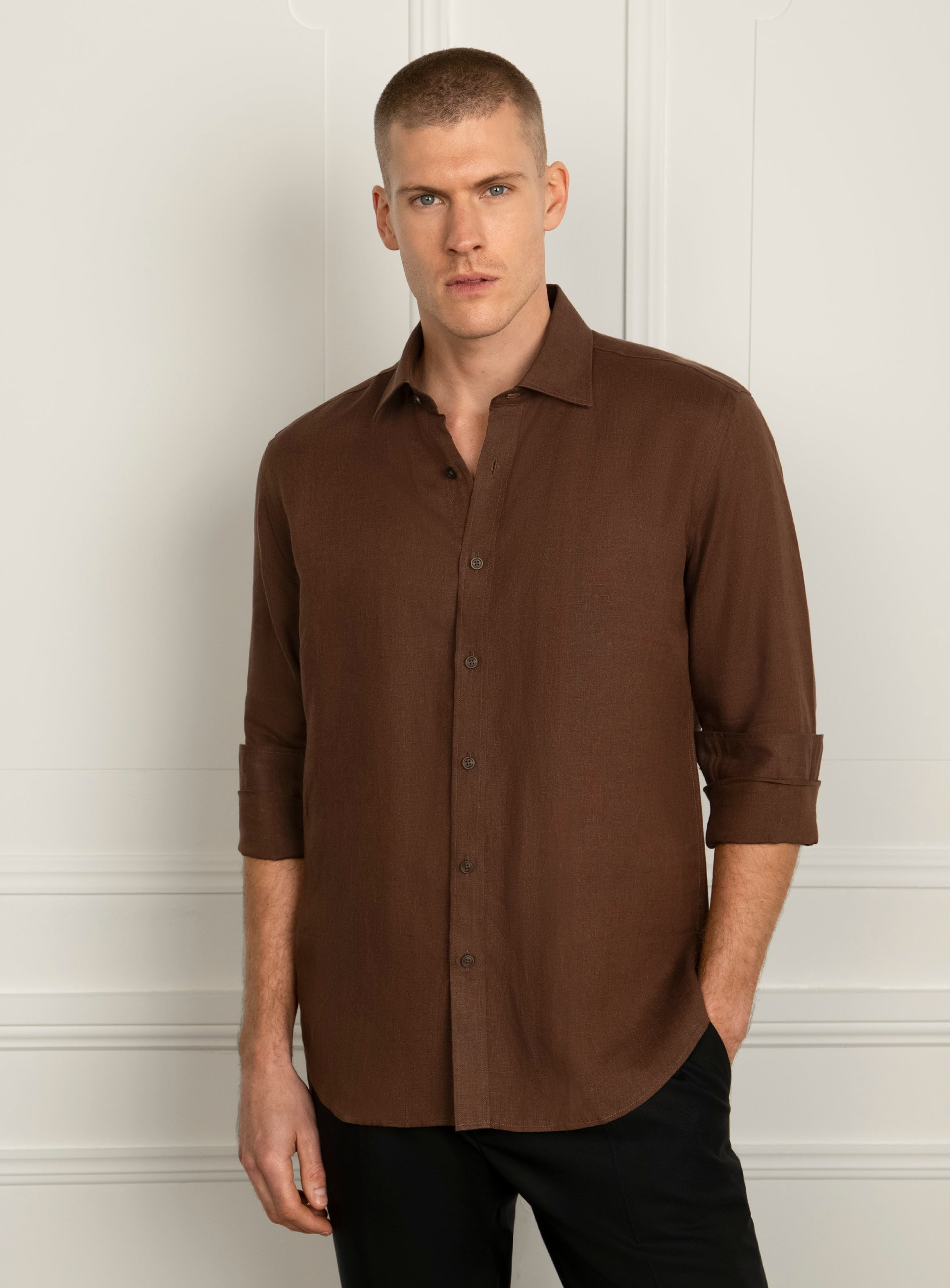 Amalfi Siena Brown Linen Shirt