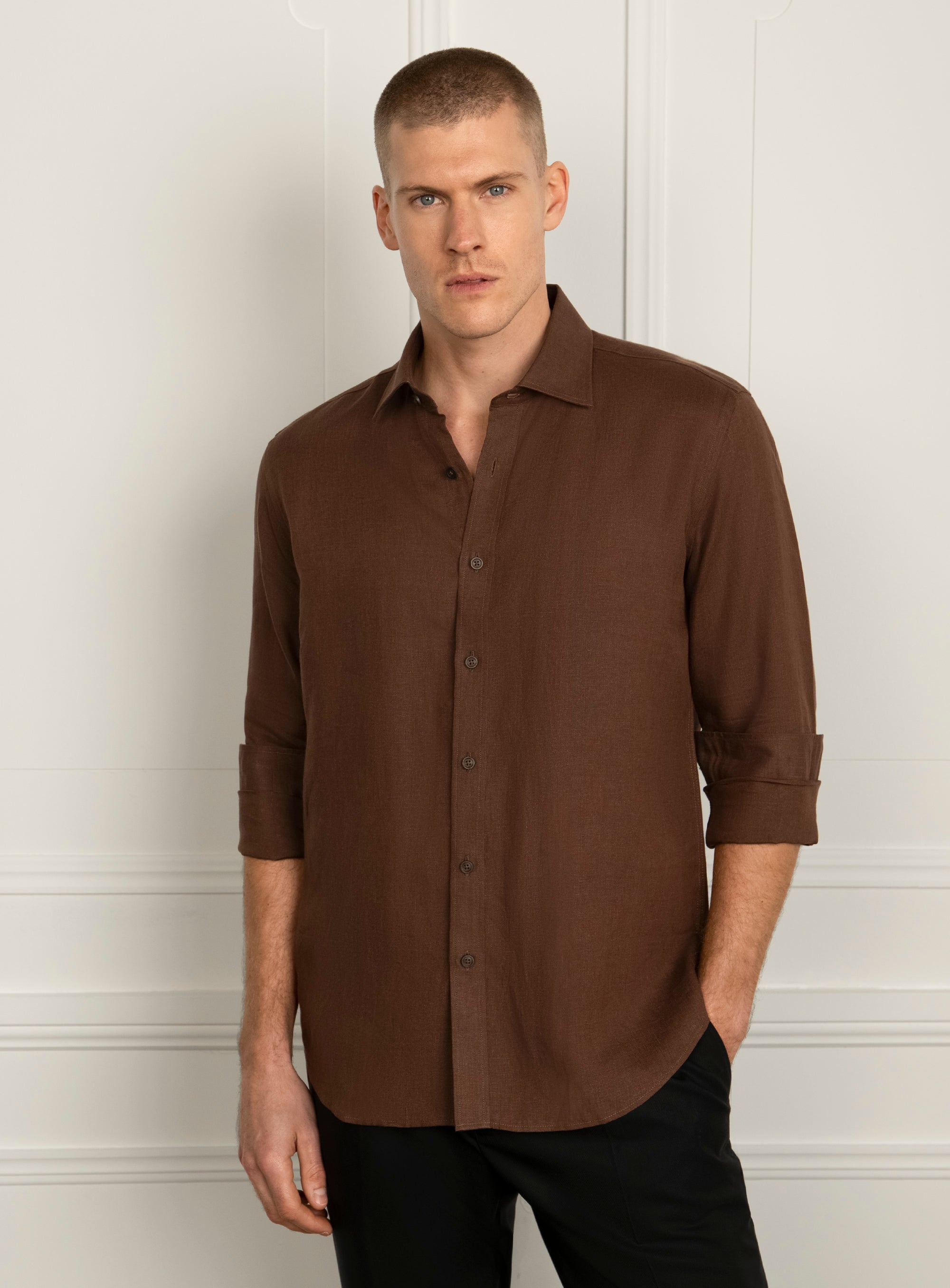 Amalfi Siena Brown Linen Shirt