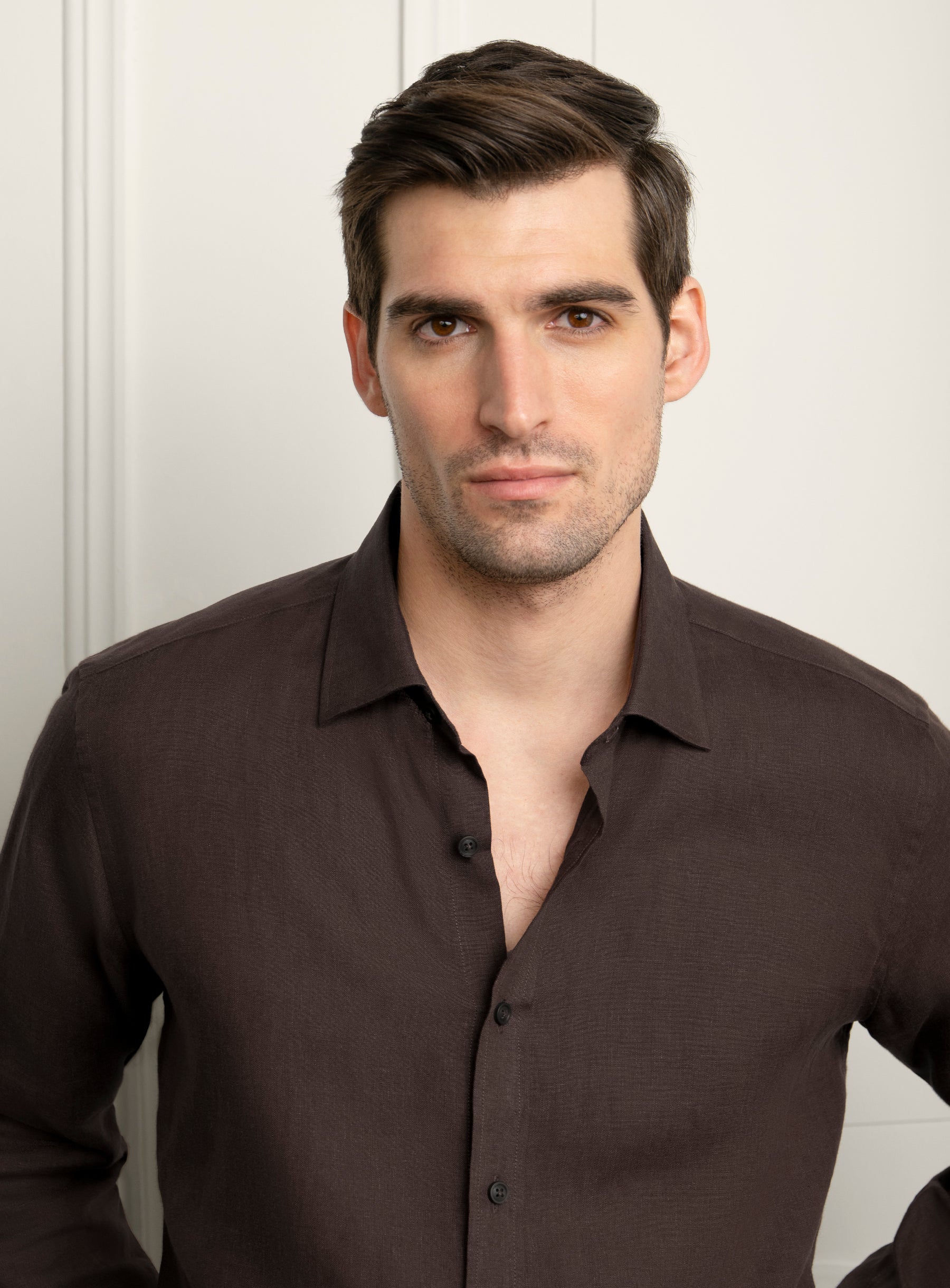 Amalfi Espresso Brown Linen Shirt
