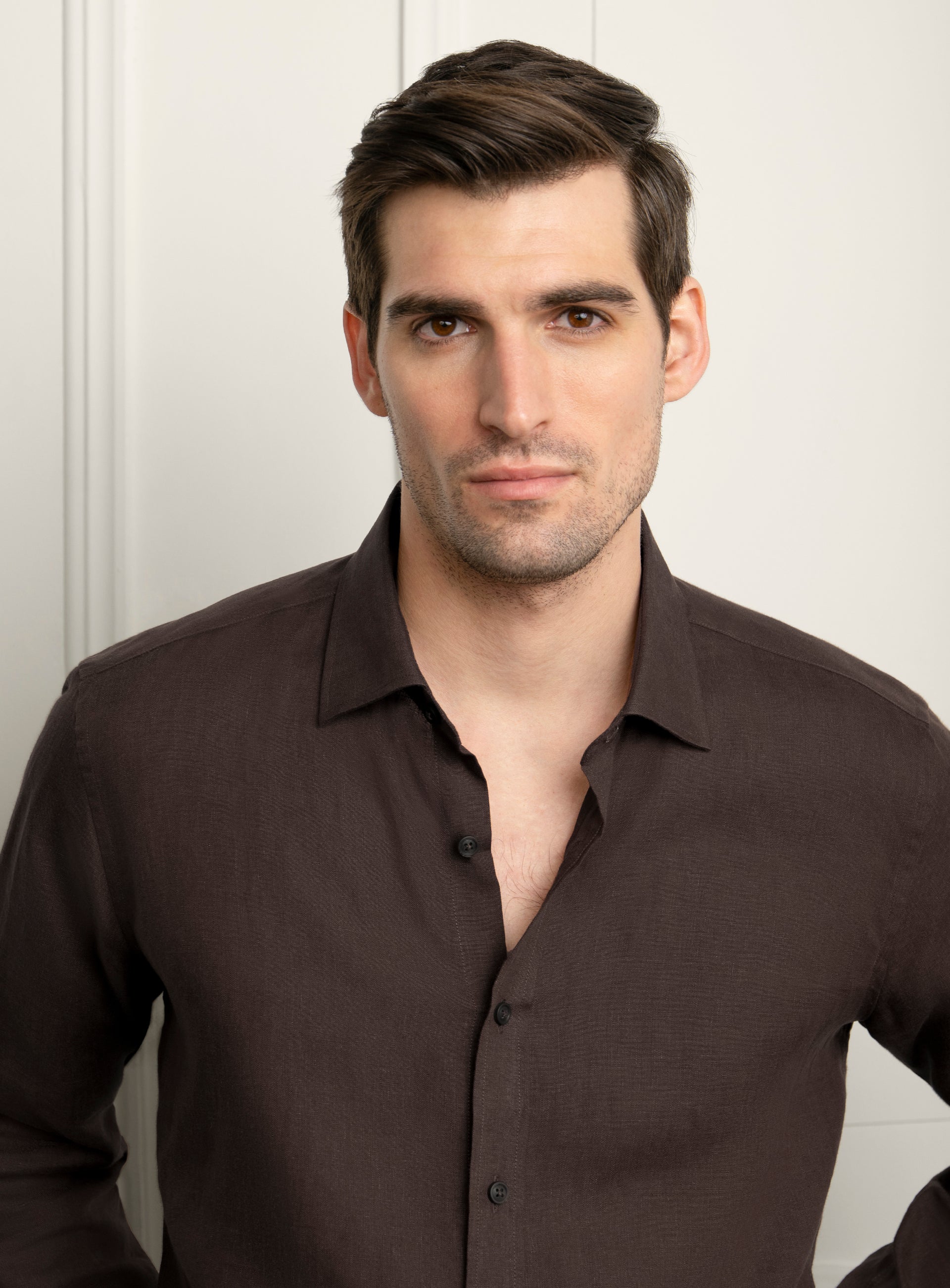 Amalfi Espresso Brown Linen Shirt