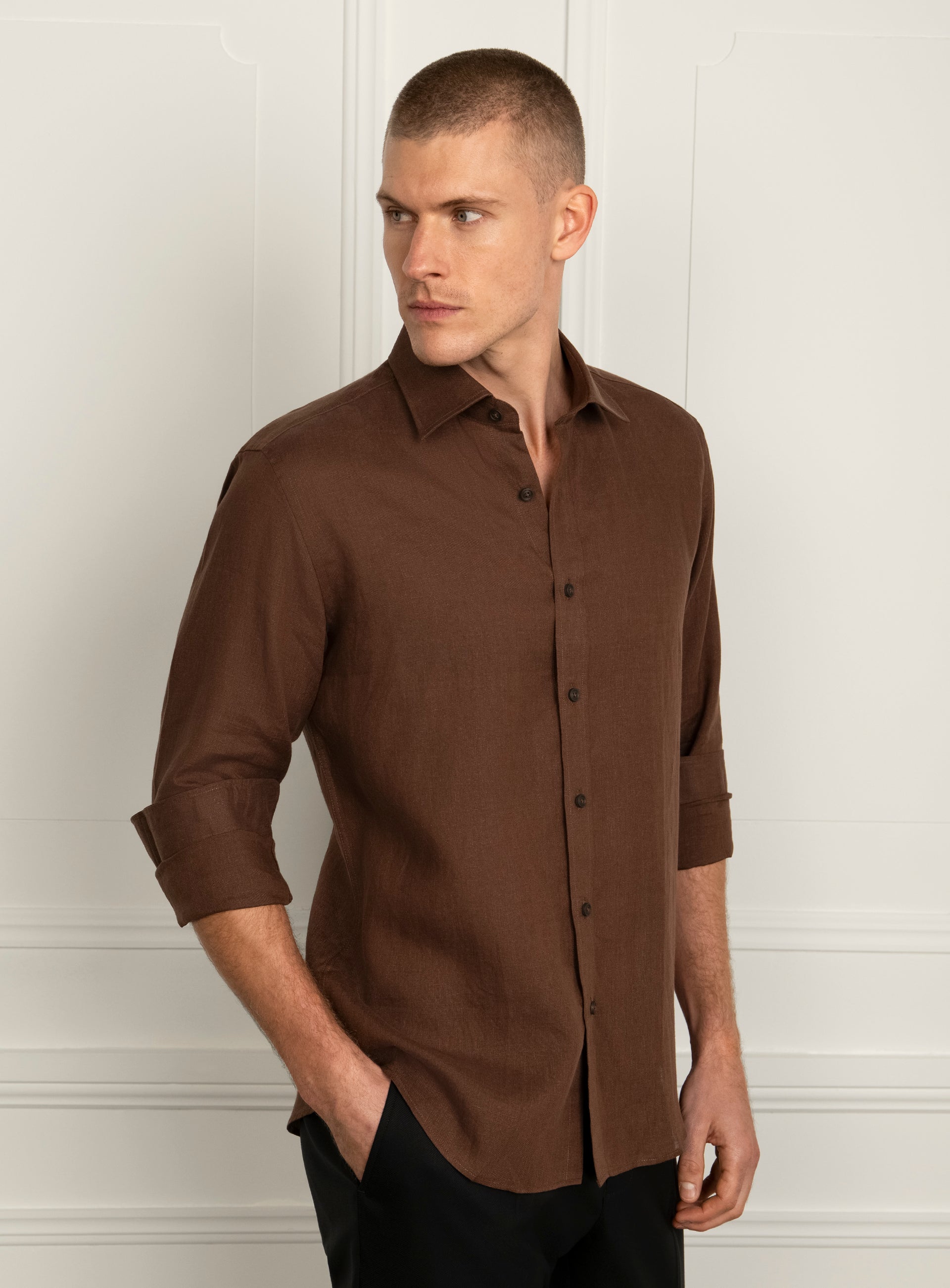 Amalfi Siena Brown Linen Shirt