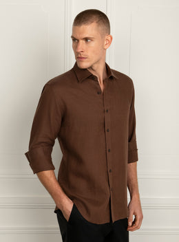 Amalfi Siena Brown Linen Shirt