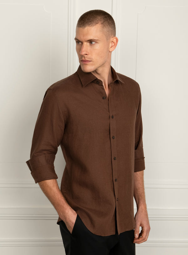 Amalfi Siena Brown Linen Shirt
