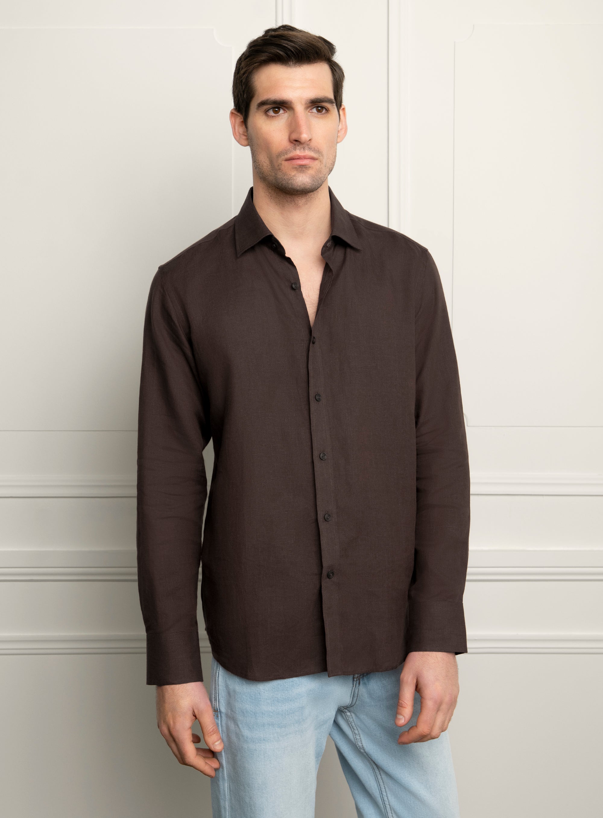 Amalfi Espresso Brown Linen Shirt