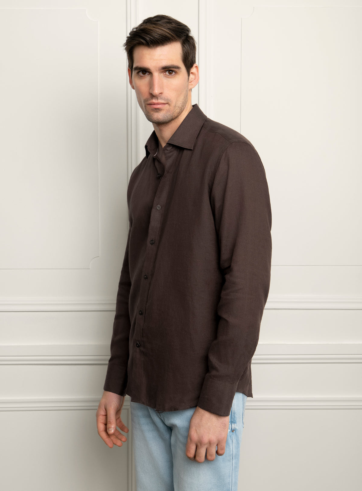 Amalfi Espresso Brown Linen Shirt