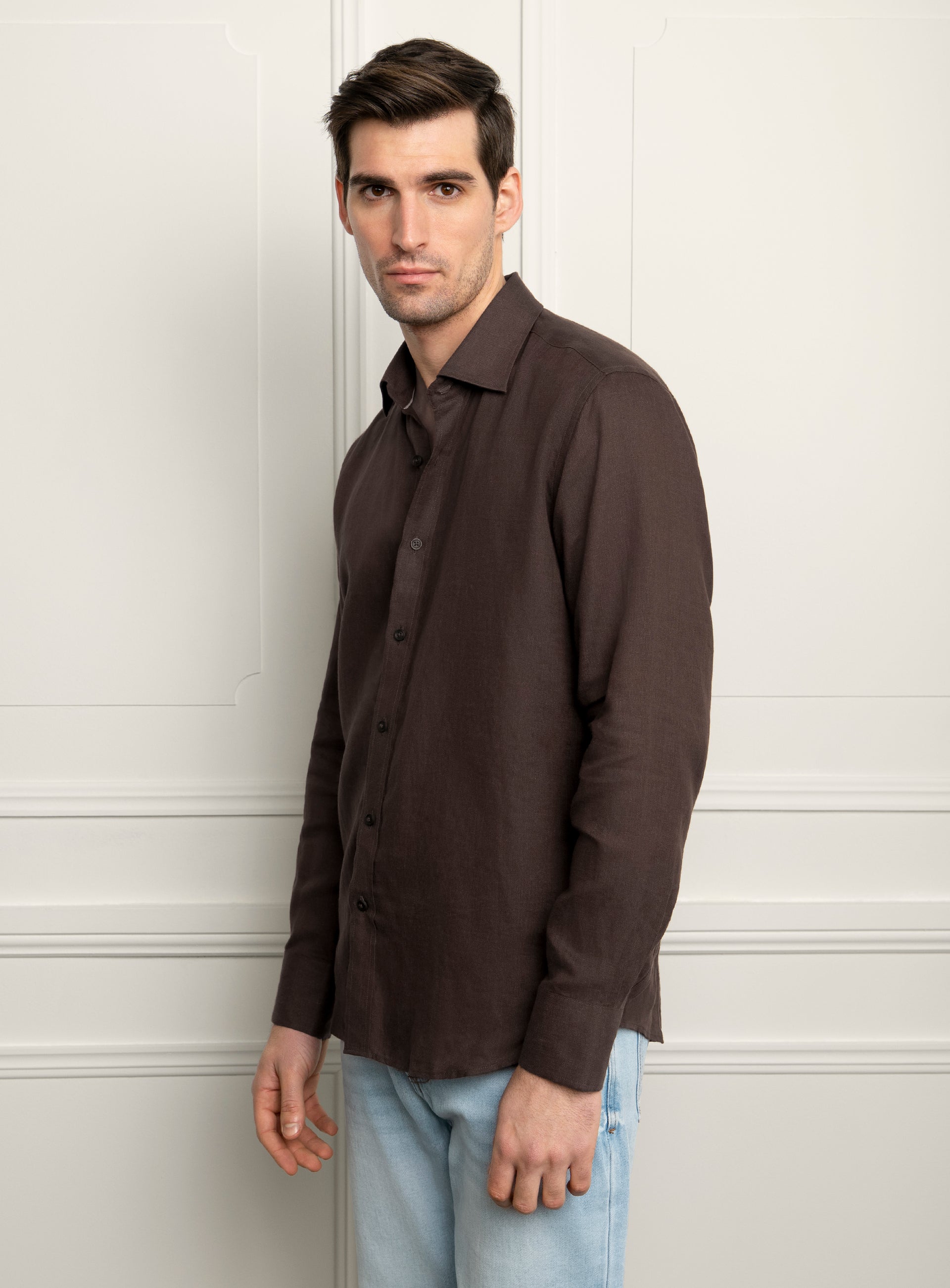 Amalfi Espresso Brown Linen Shirt