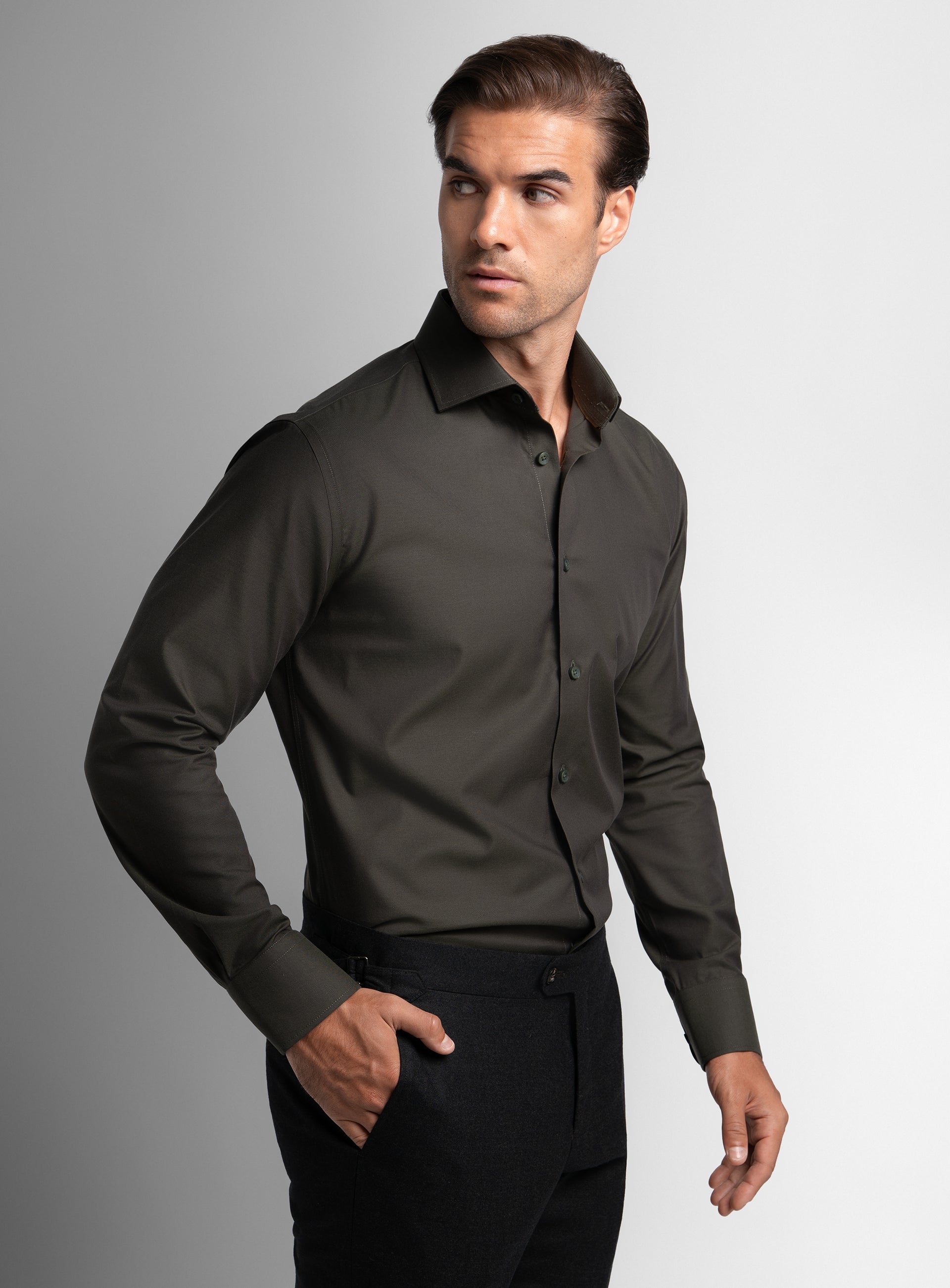 The Piero Flannel Slim Fit Chocolate Shirt