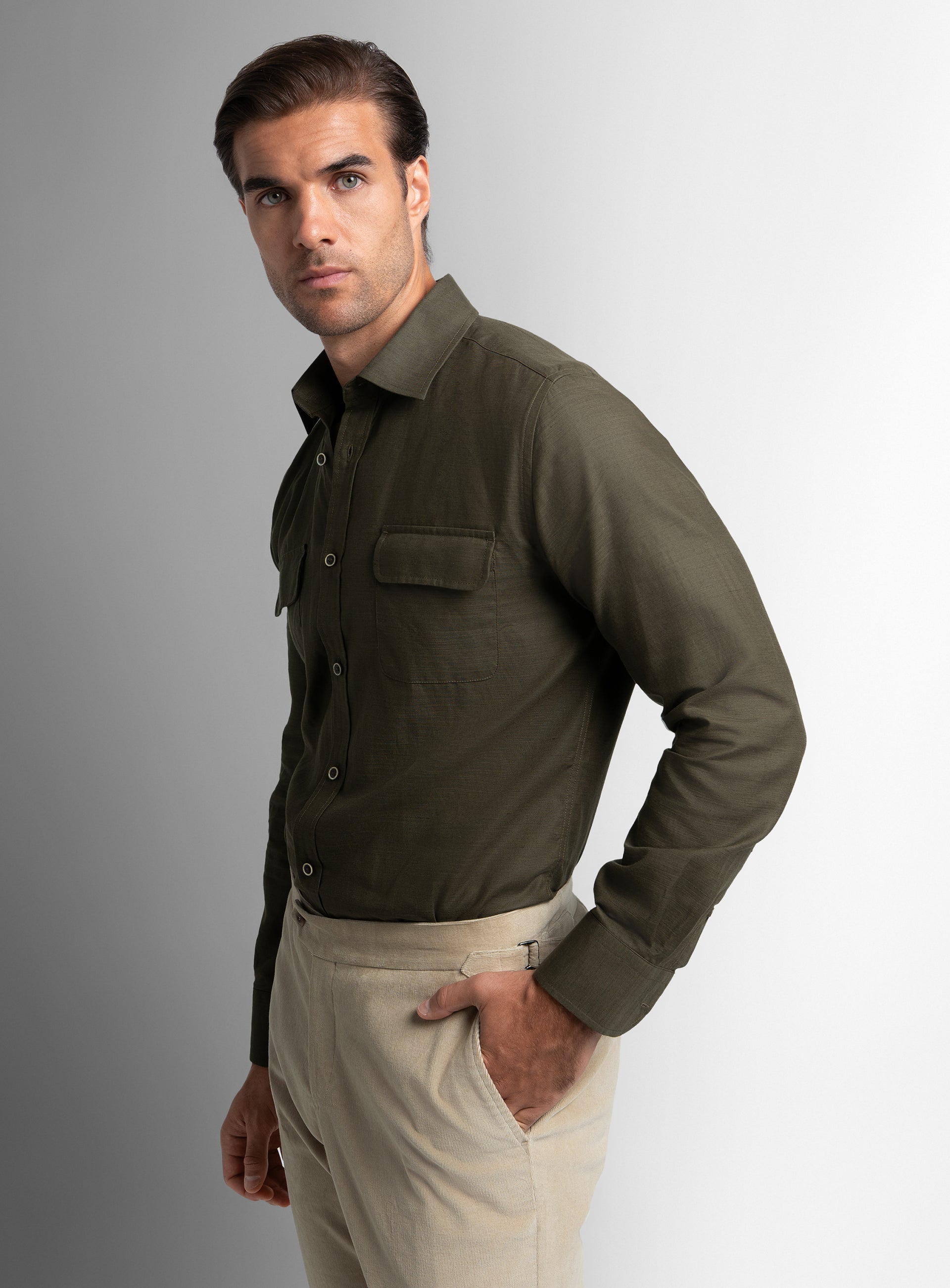 Cortana Olive Safari Style Shirt