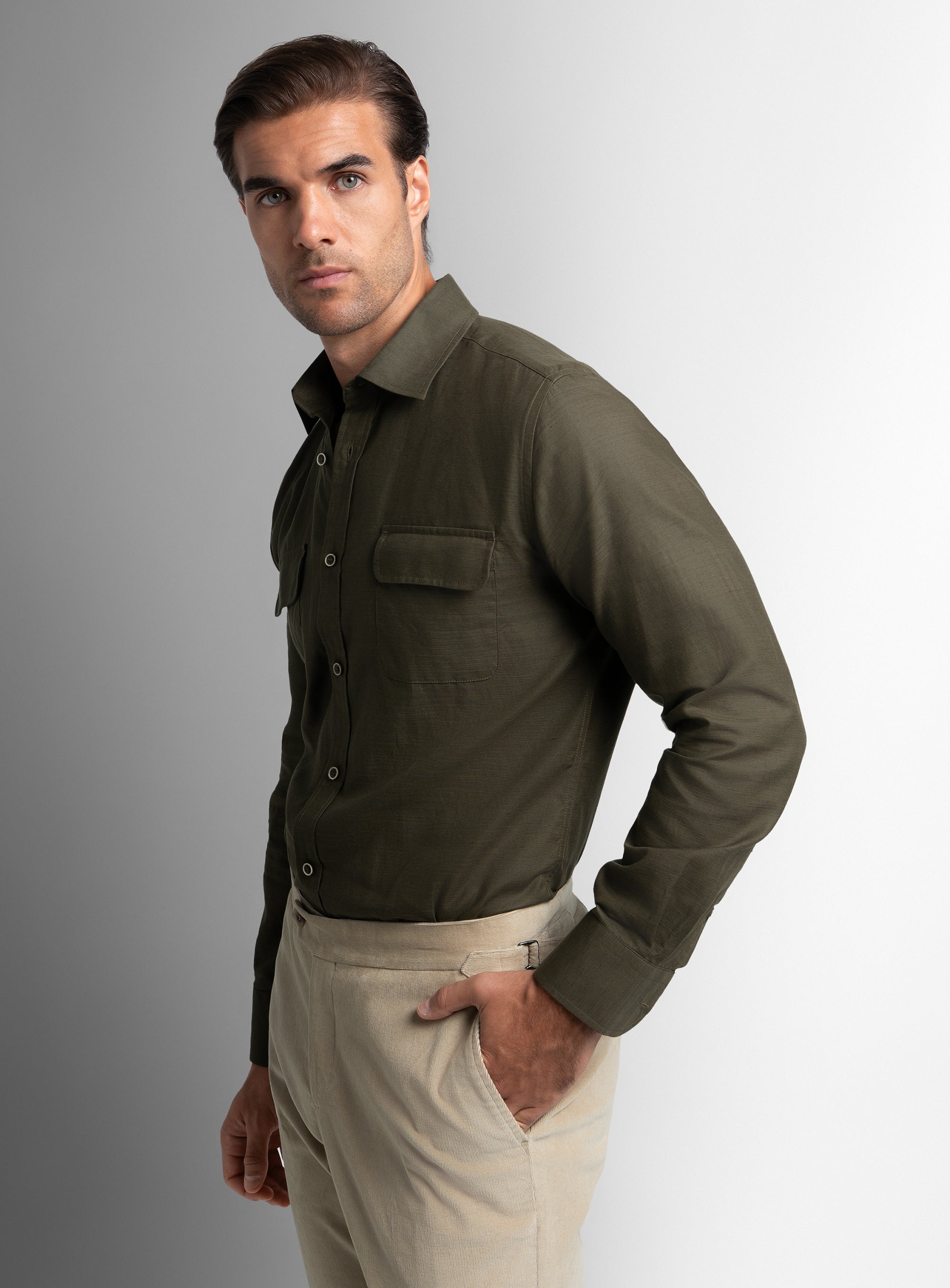Cortana Olive Safari Style Shirt