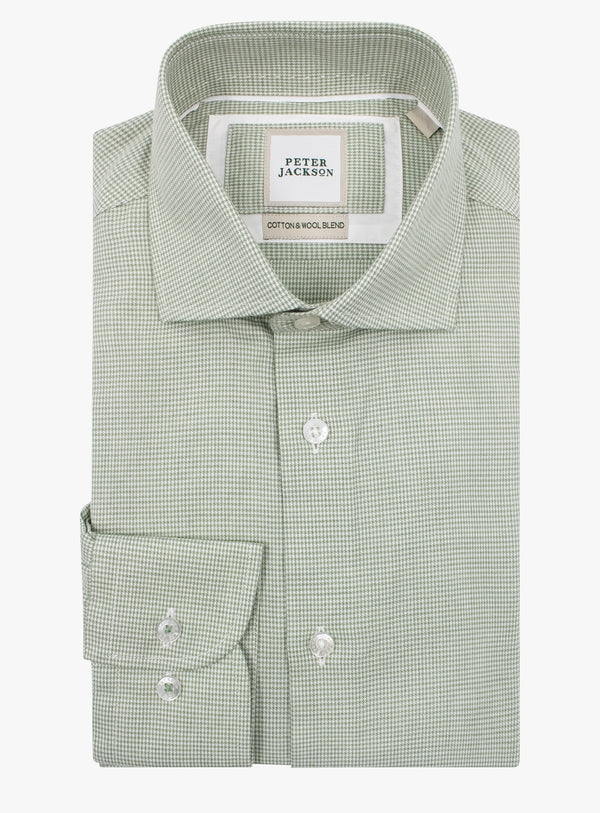 Milan Houndstooth Sage Green Shirt