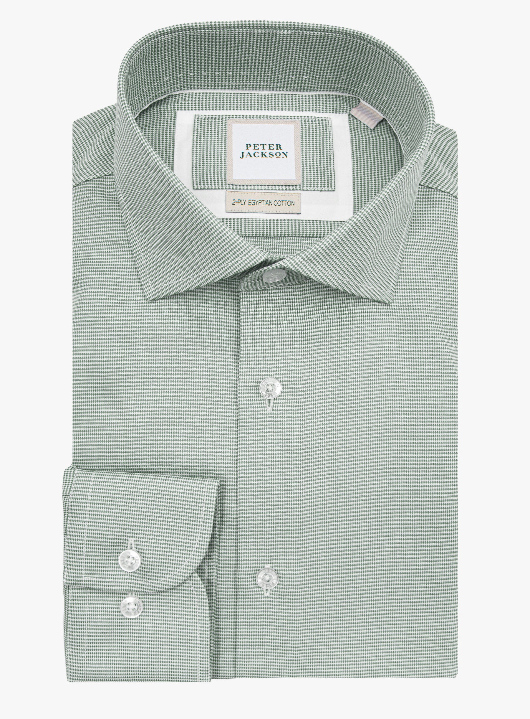 Milan Jacquard Puppytooth Green Shirt