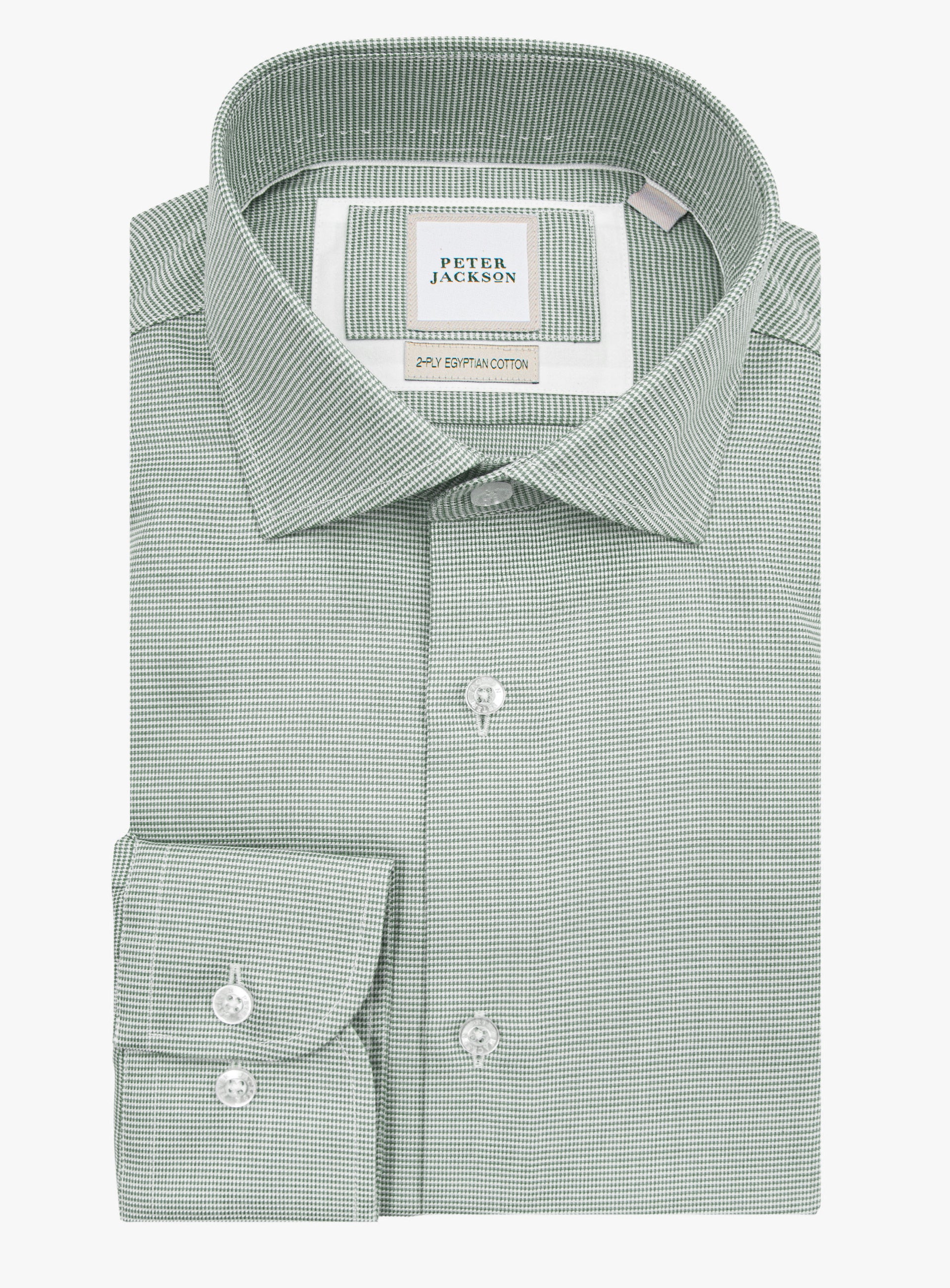 Milan Jacquard Puppytooth Green Shirt