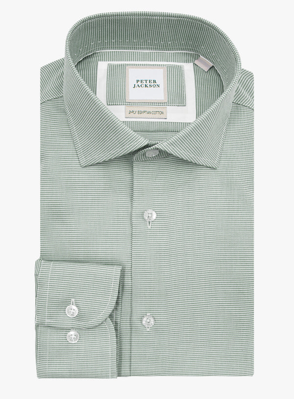 Milan Jacquard Puppytooth Green Shirt