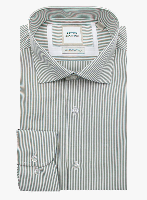 Milan Twill Sage Green Stripe Shirt