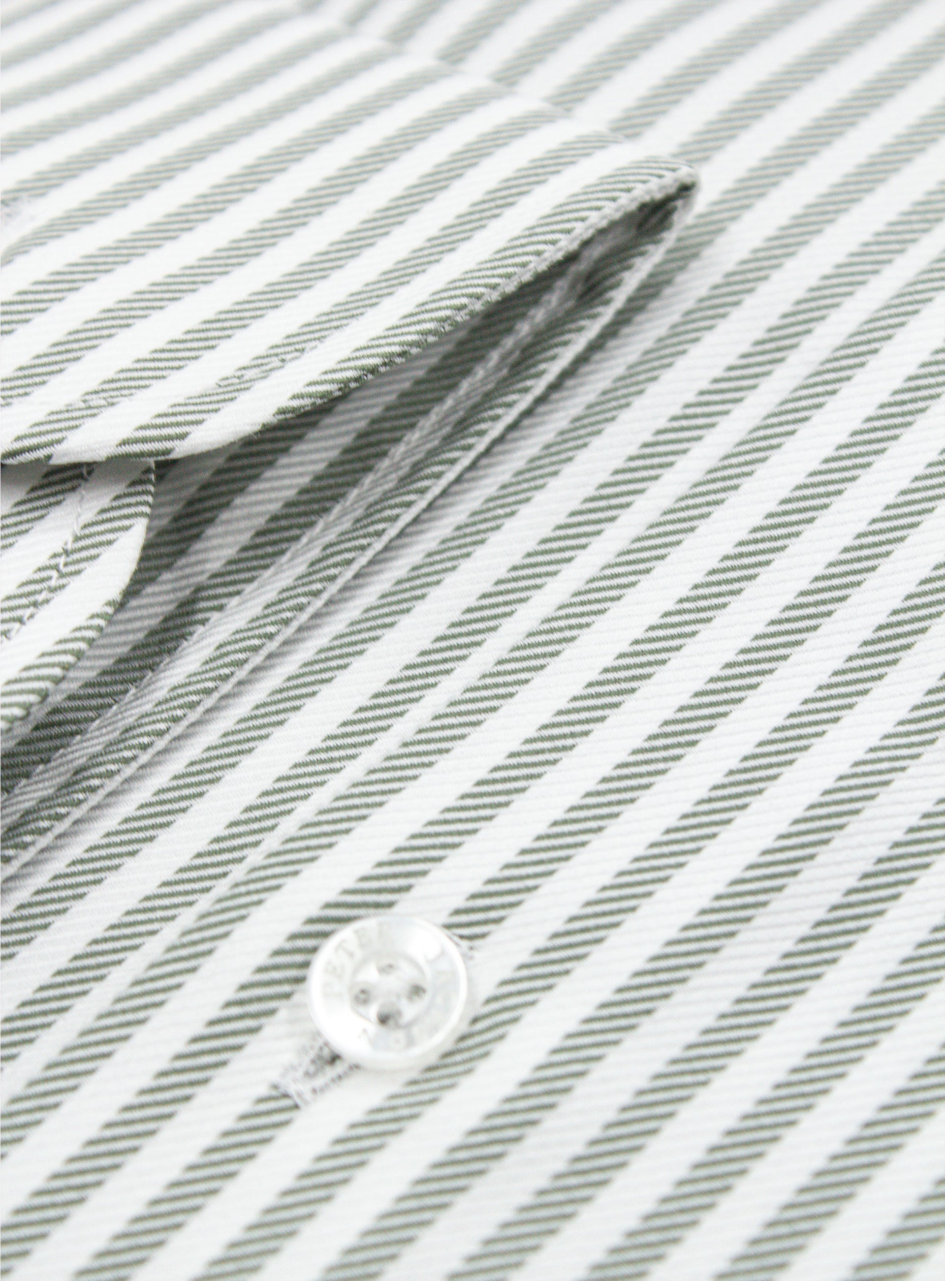 Close-up of the Milan Striped Green Shirt