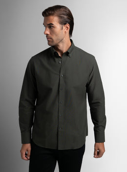 Paolo Oxford Slim Fit Olive Green Shirt