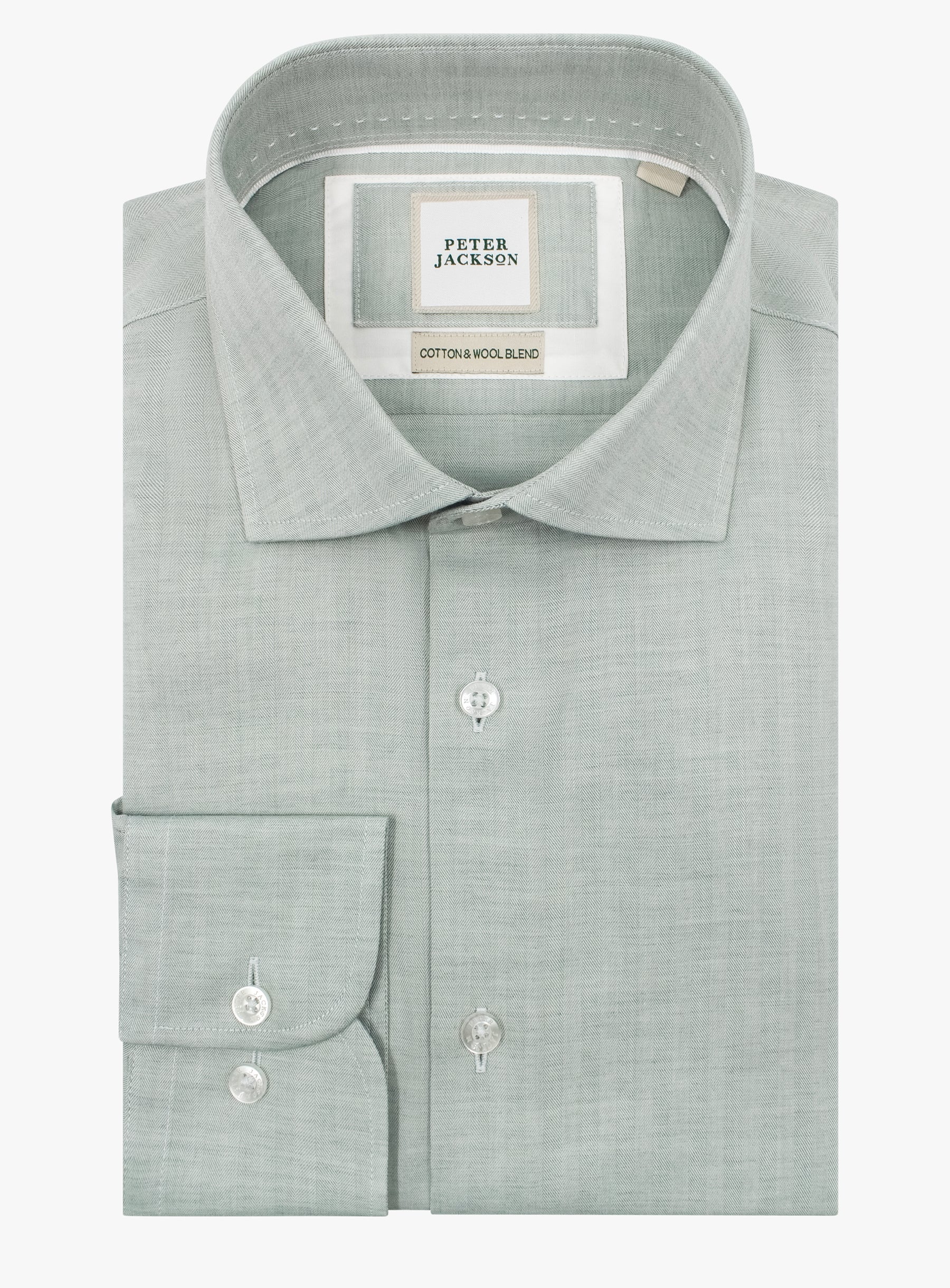 Milan Herringbone Sage Green Shirt