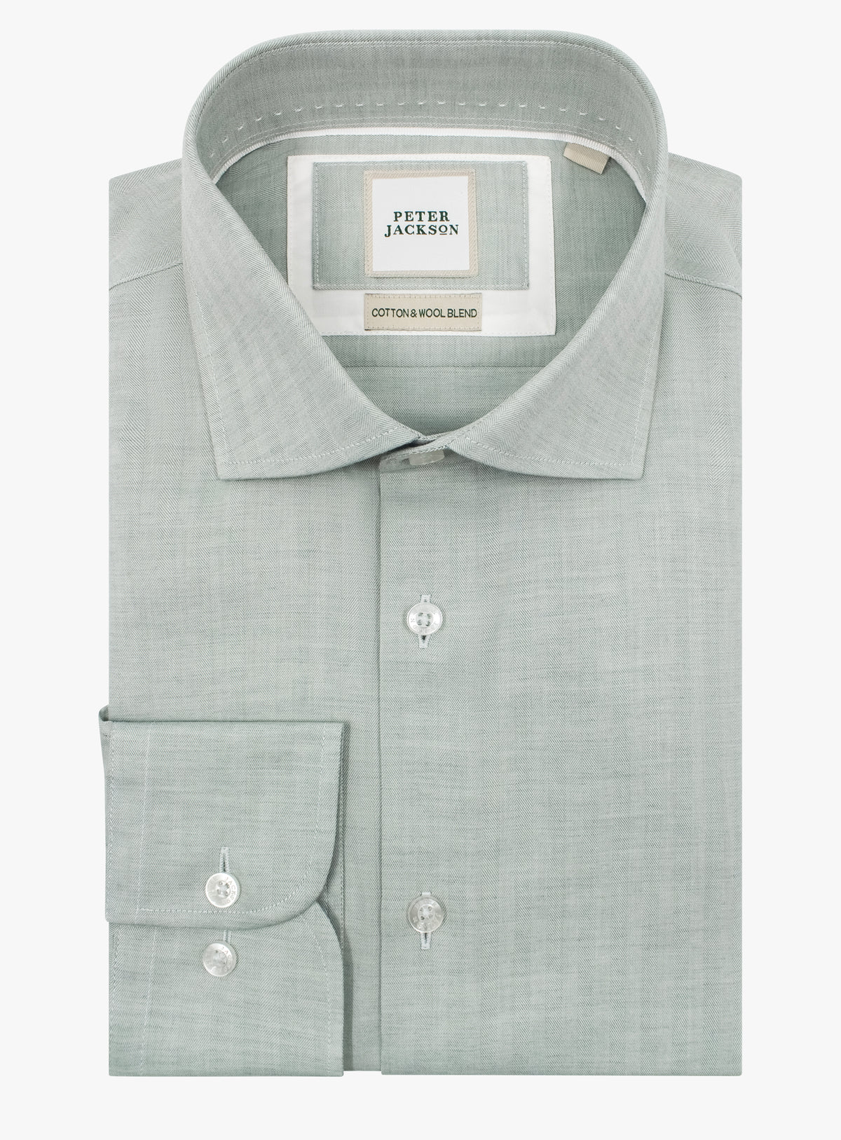 Milan Herringbone Sage Green Shirt