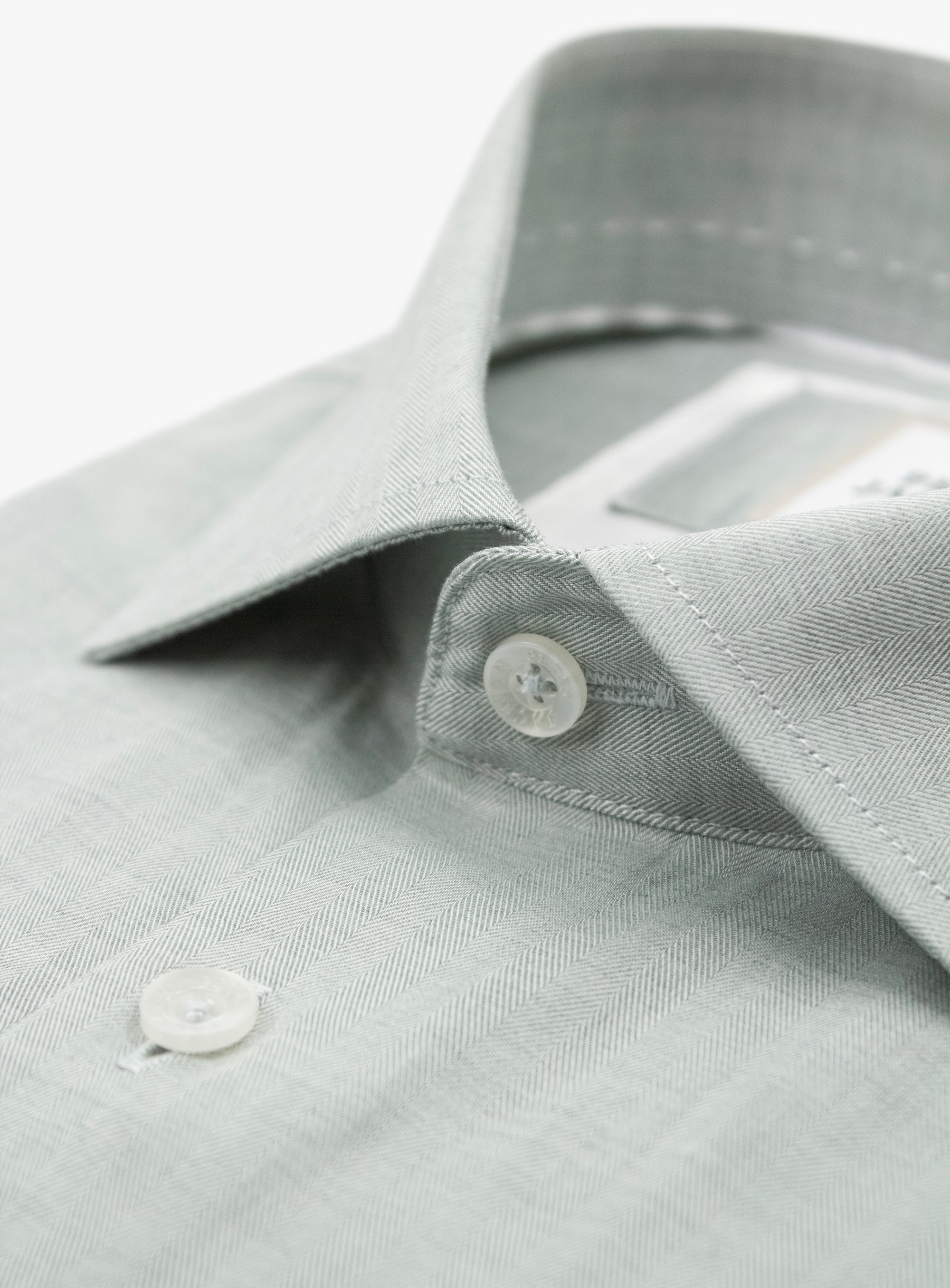 Milan Herringbone Sage Green Shirt