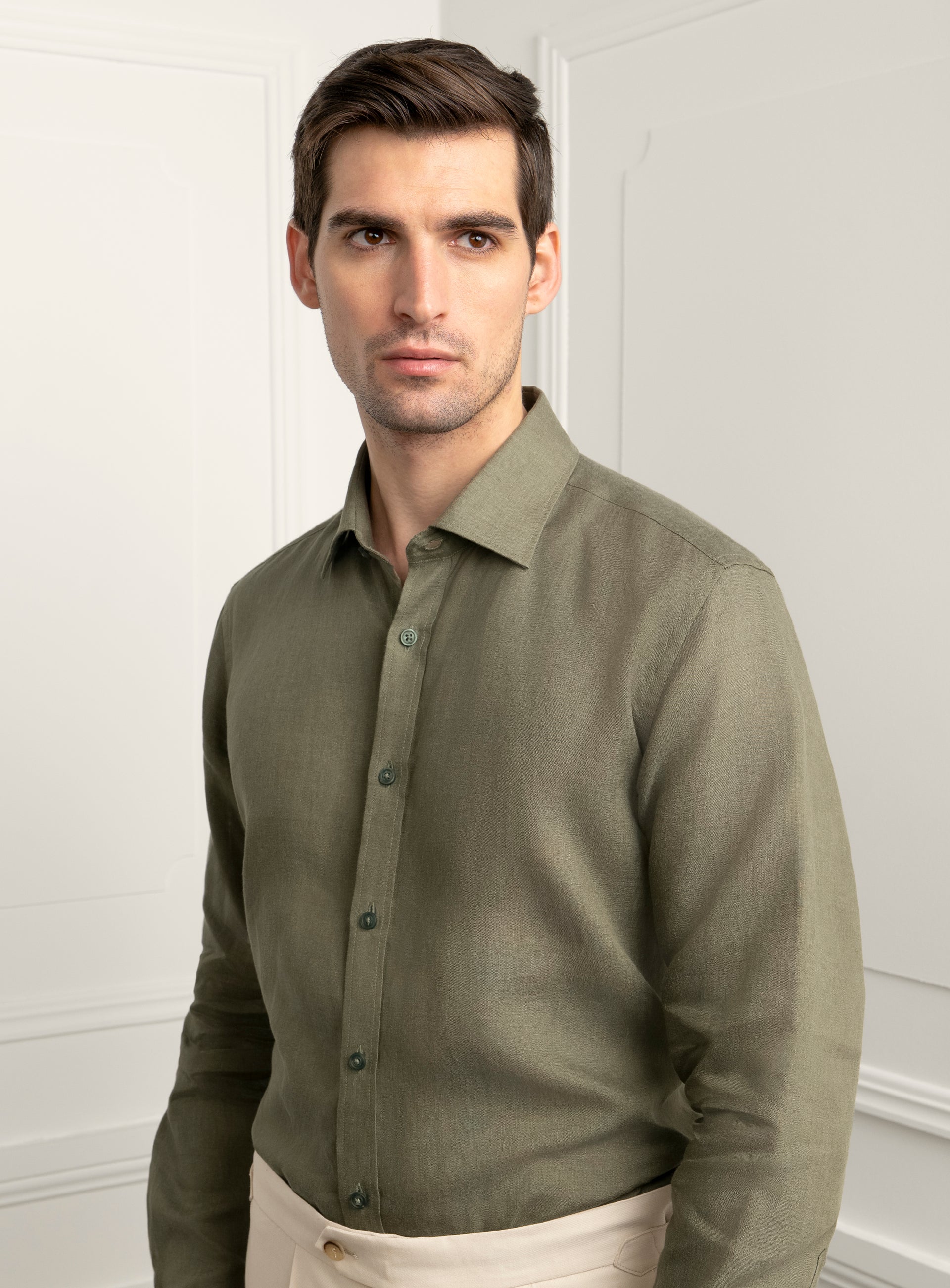 Amalfi Olive Green Linen Shirt