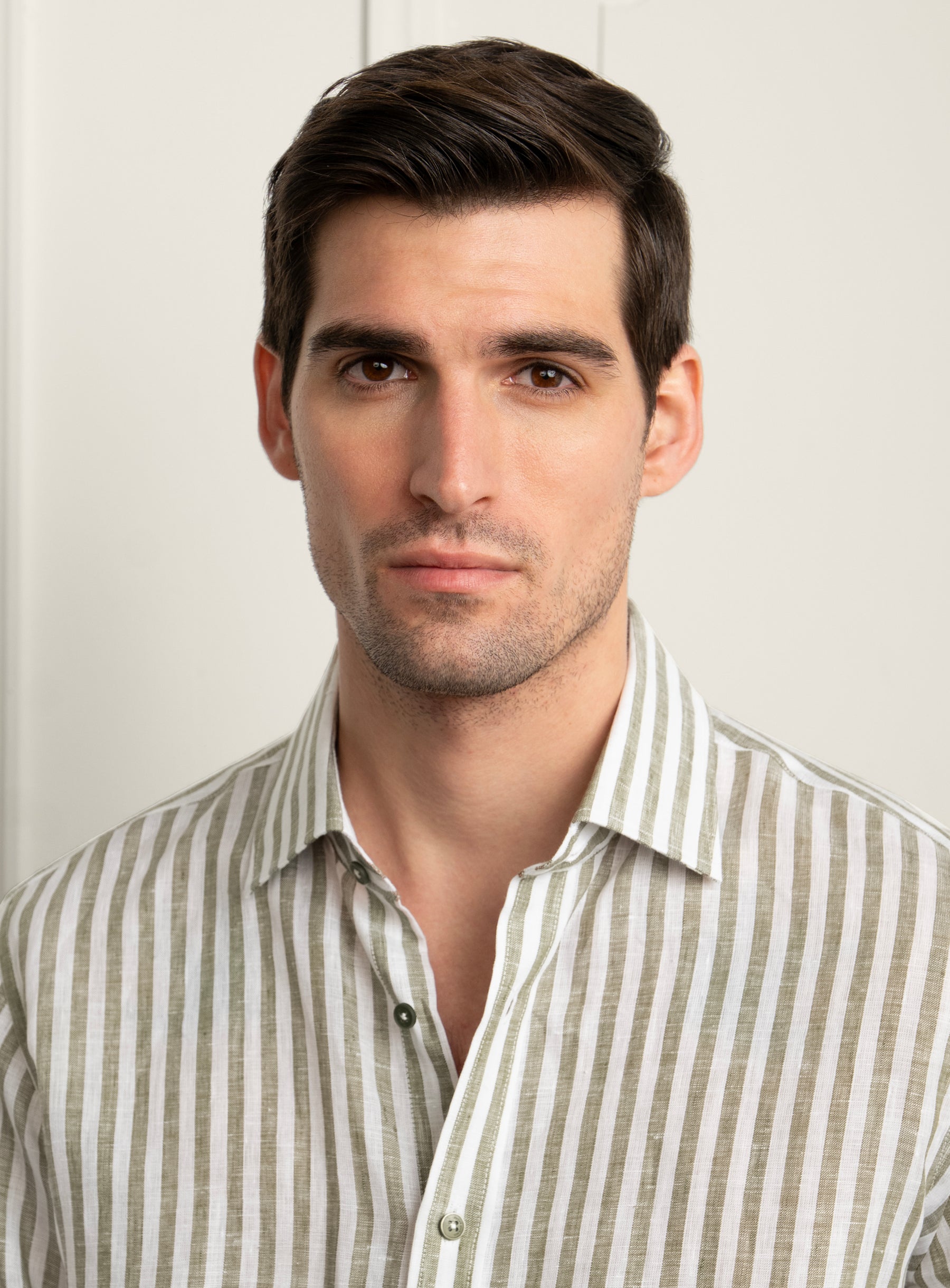 Amalfi Apple Green Stripe Linen Shirt