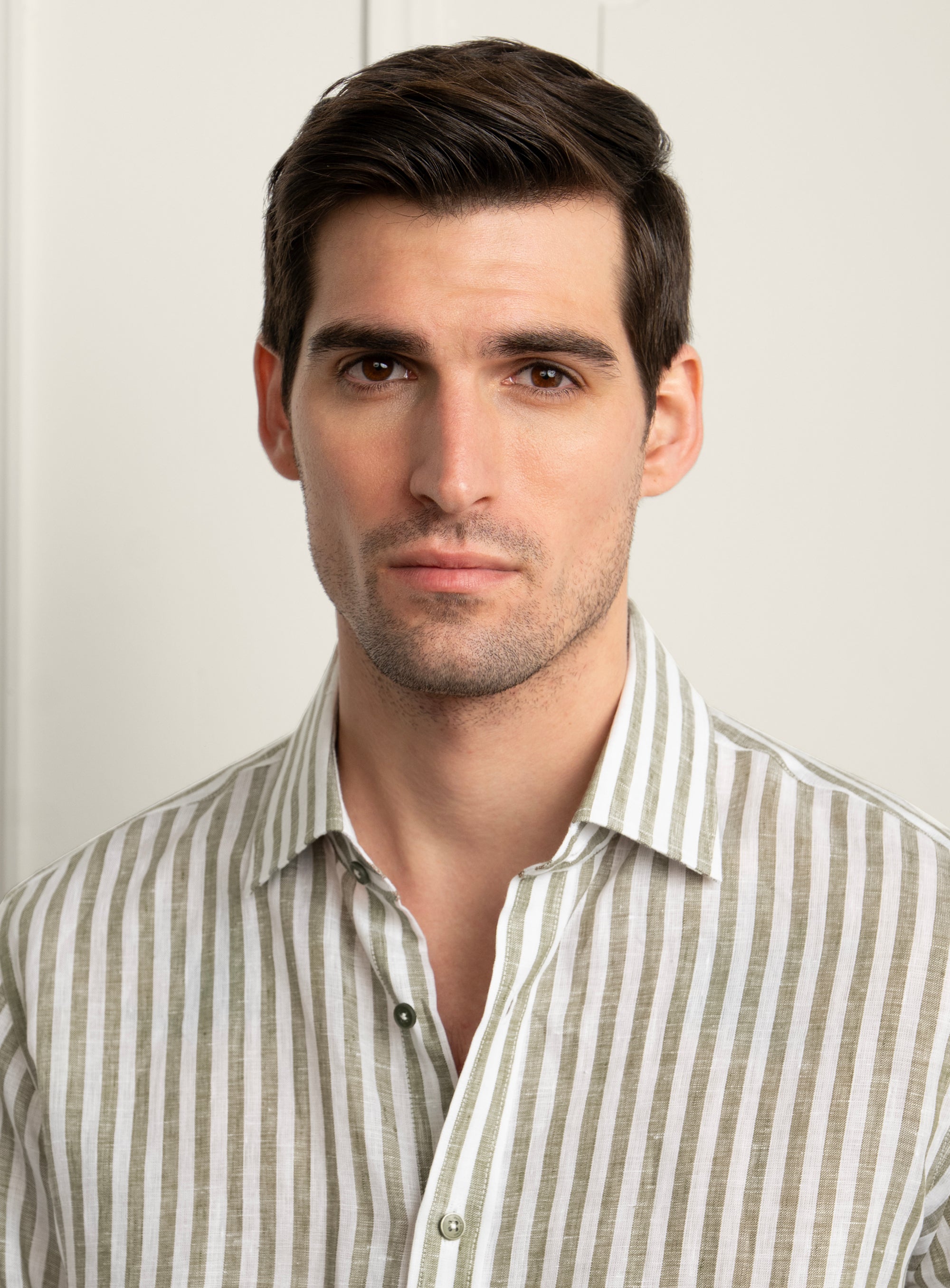 Amalfi Apple Green Stripe Linen Shirt