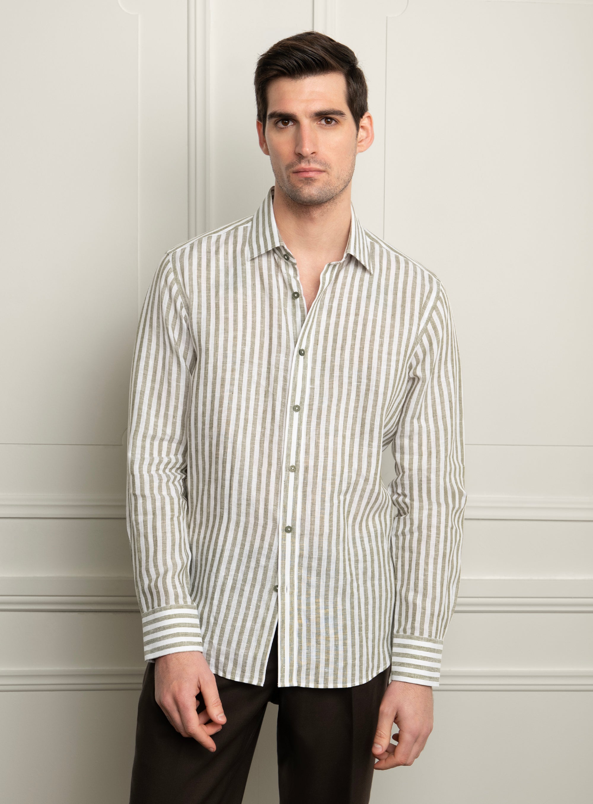 Amalfi Apple Green Stripe Linen Shirt