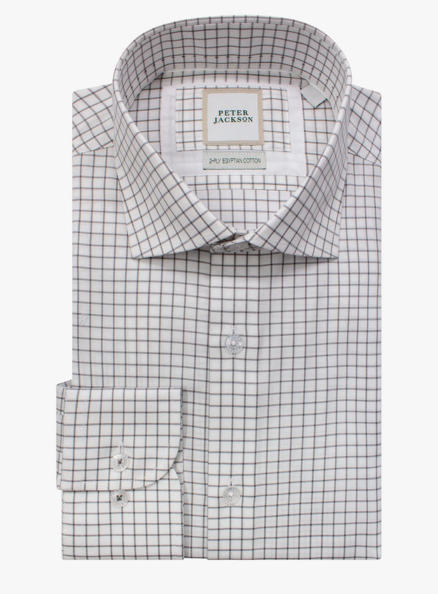 Checkered dress shirt with 'Peter Jackson' label on a white background