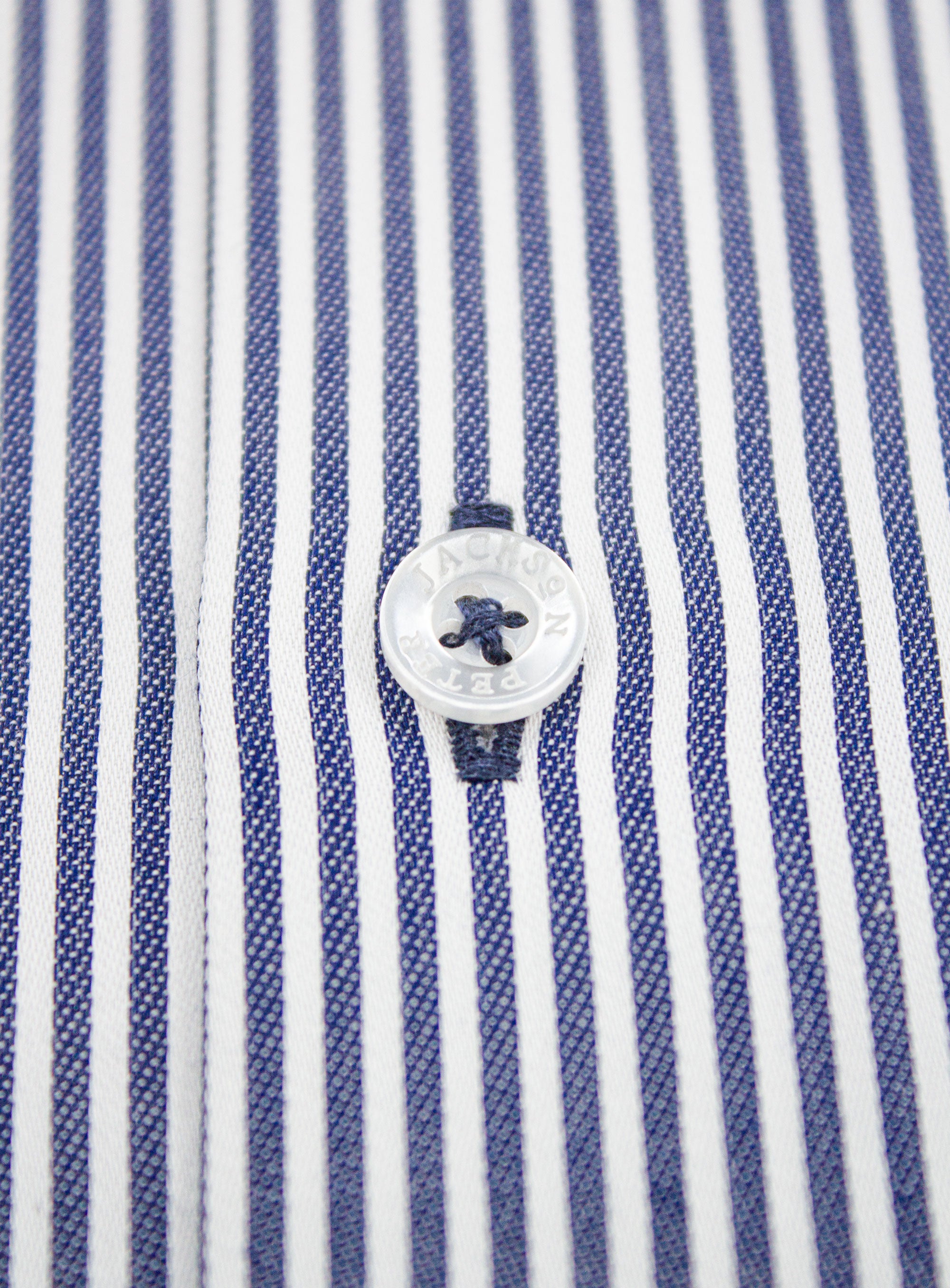 Picture a button on the Milan Indigo Blue Stripe Shirt