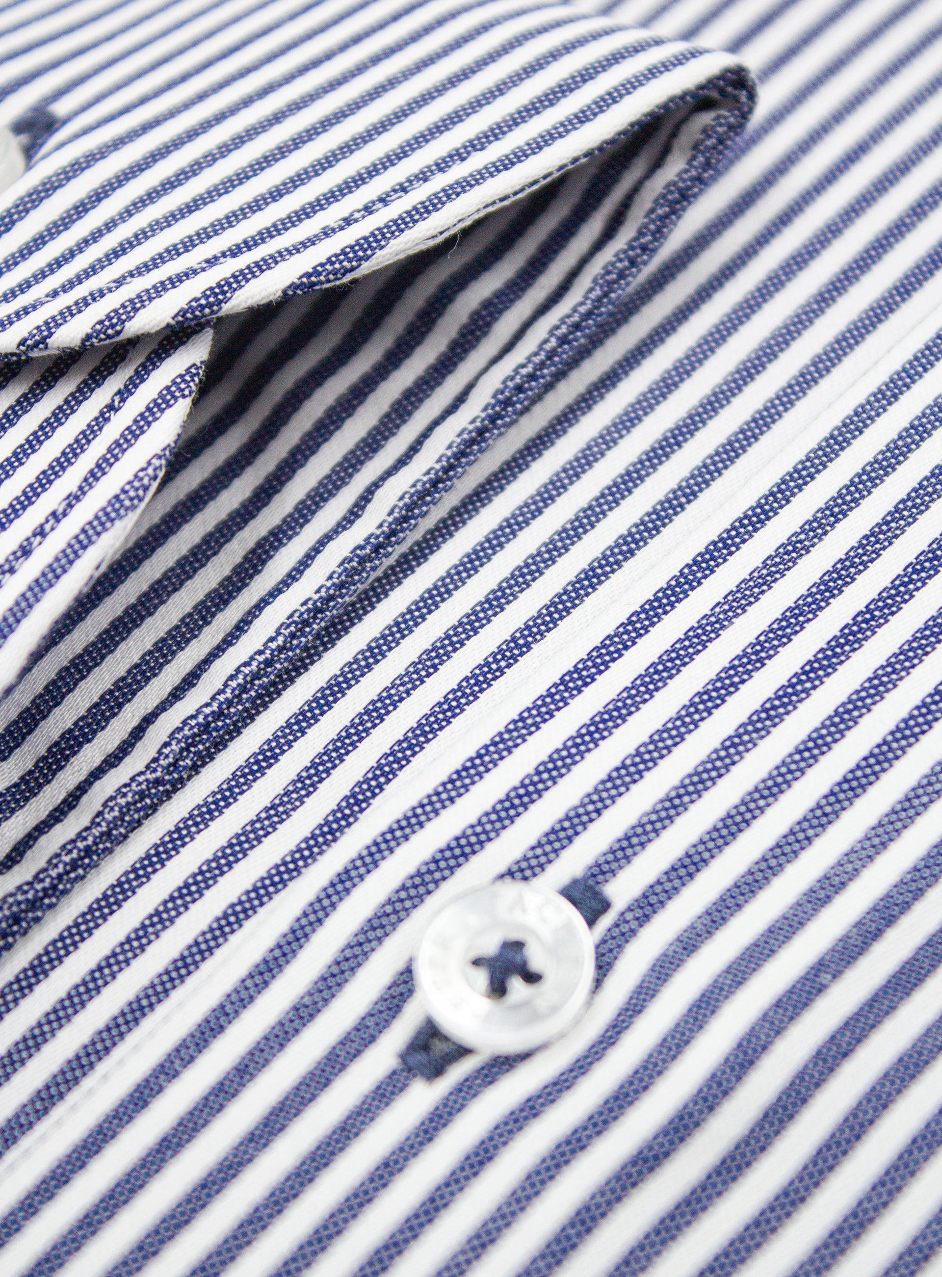 Close-up of the Milan Indigo Blue Stripe Shirt