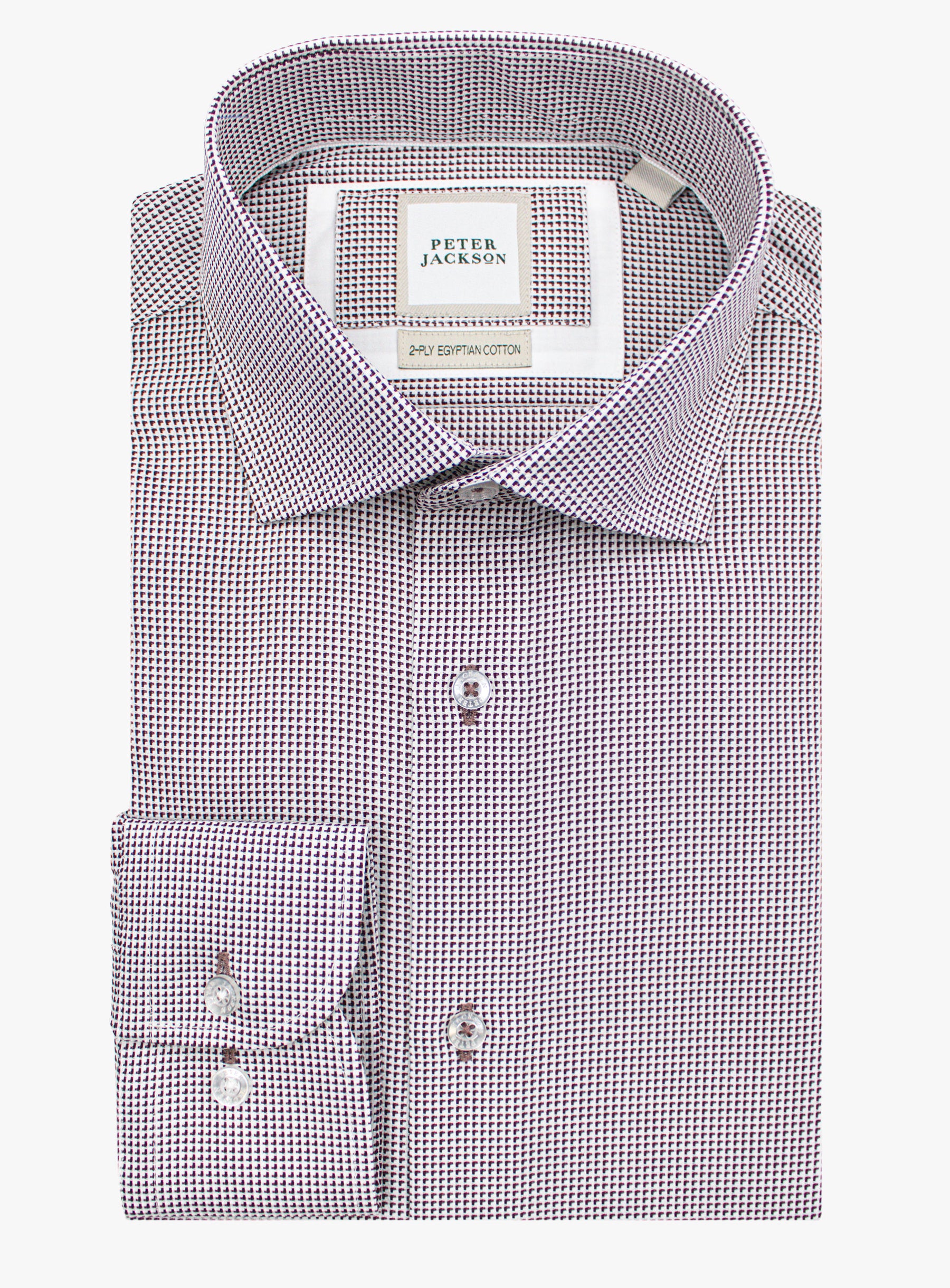 Milan Jacquard White &amp; Mulberry Shirt