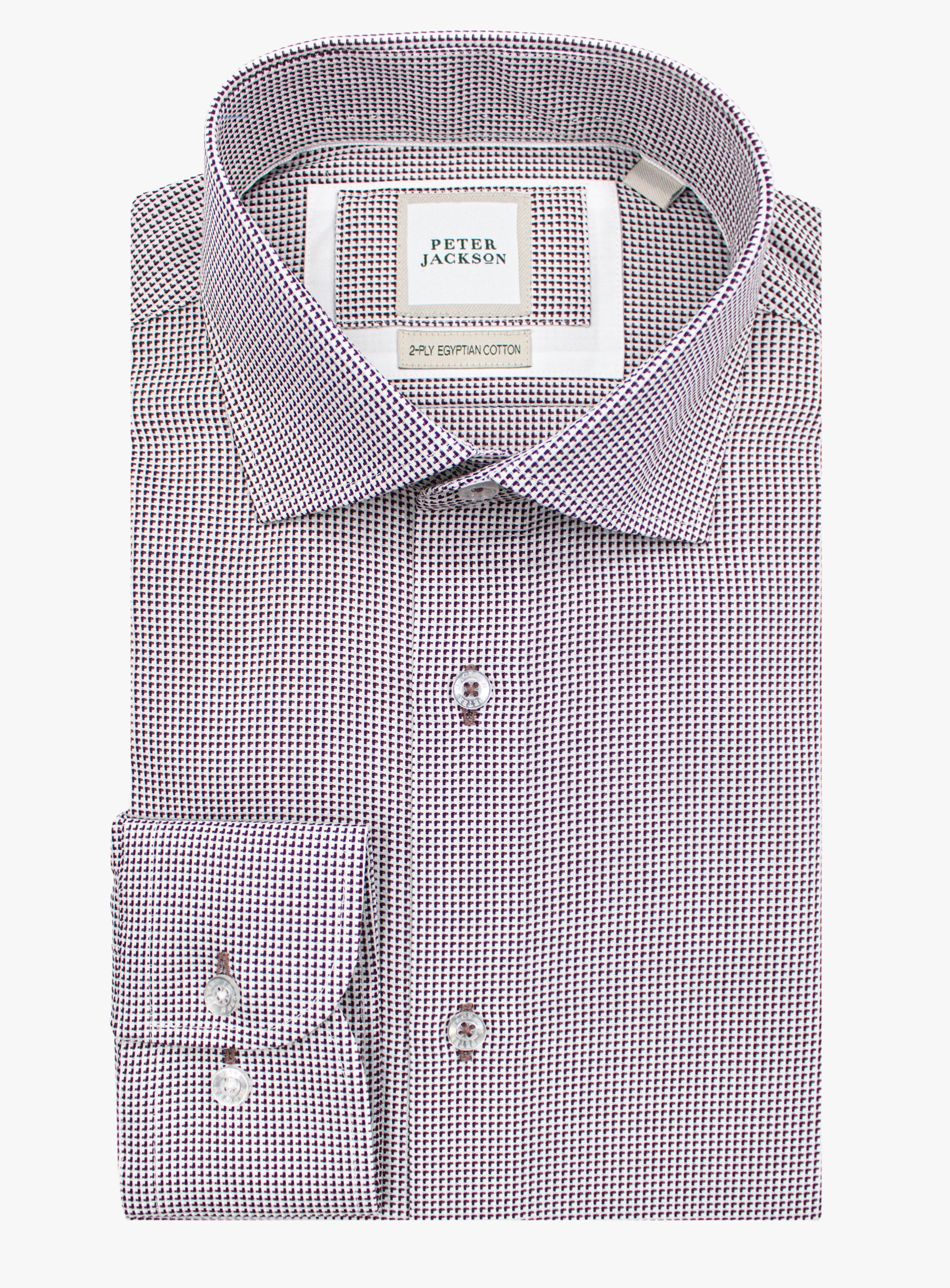Milan Jacquard White & Mulberry Shirt