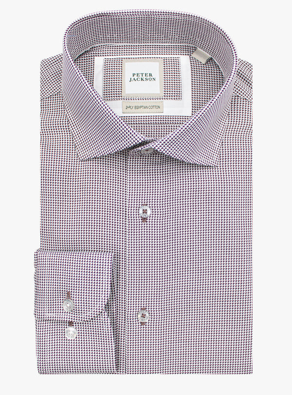 Milan Jacquard White & Mulberry Shirt