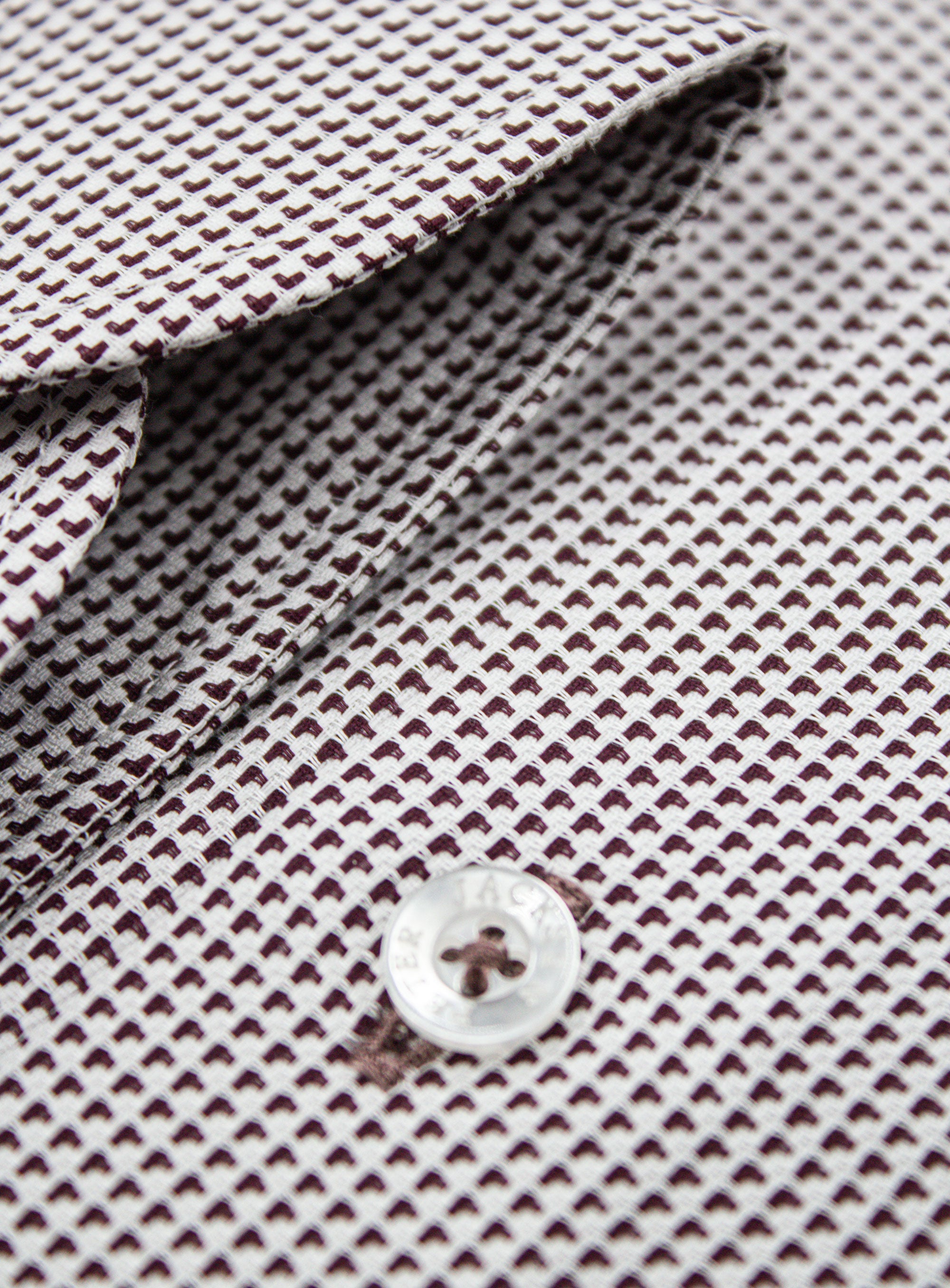 Milan Jacquard White & Mulberry Shirt