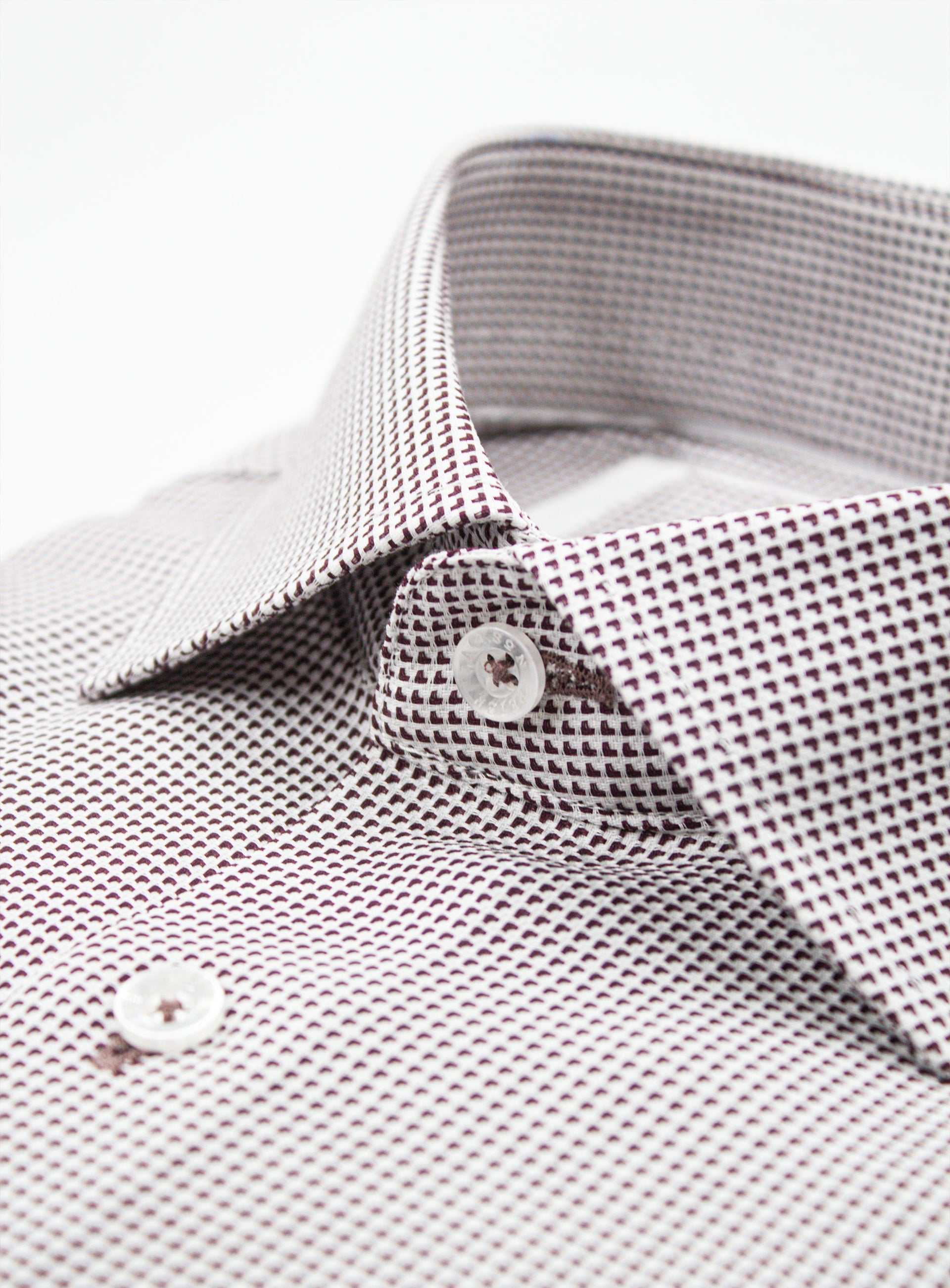 Milan Jacquard White & Mulberry Shirt